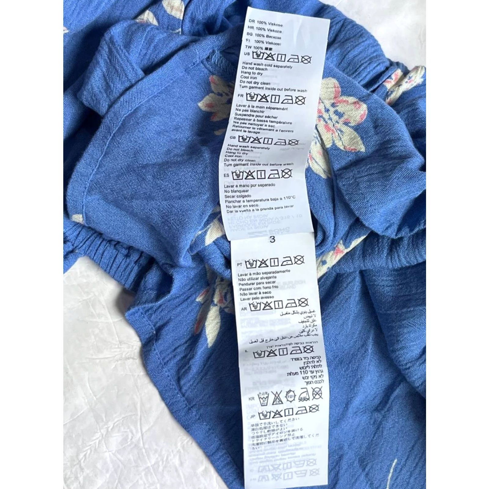 Billabong Billabong Womens Blouse Shirt Short Sleeve Boat Neck Puff Ruffle Floral Blue L Regular Womens Size L / US 10 / IT 46 - 7 Thumbnail