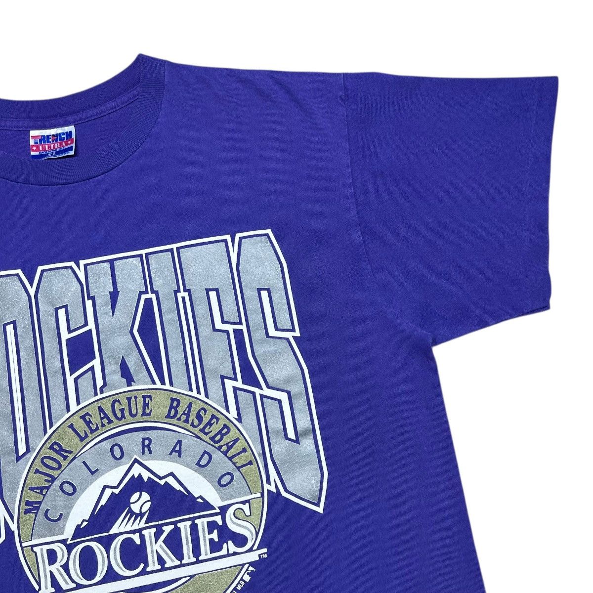 MLB Vtg 1991 MLB Colorado Rockies Trench Ultra Spell Out T-Shirt Size US XL / EU 56 / 4 - 5 Thumbnail