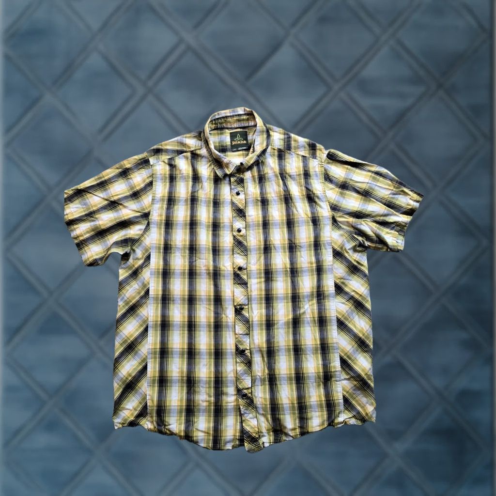 Prana prAna Shirt Large Mens Yellow Plaid Short Sleeve Cotton Pocket Front Button Up Size US L / EU 52-54 / 3 - 1 Thumbnail