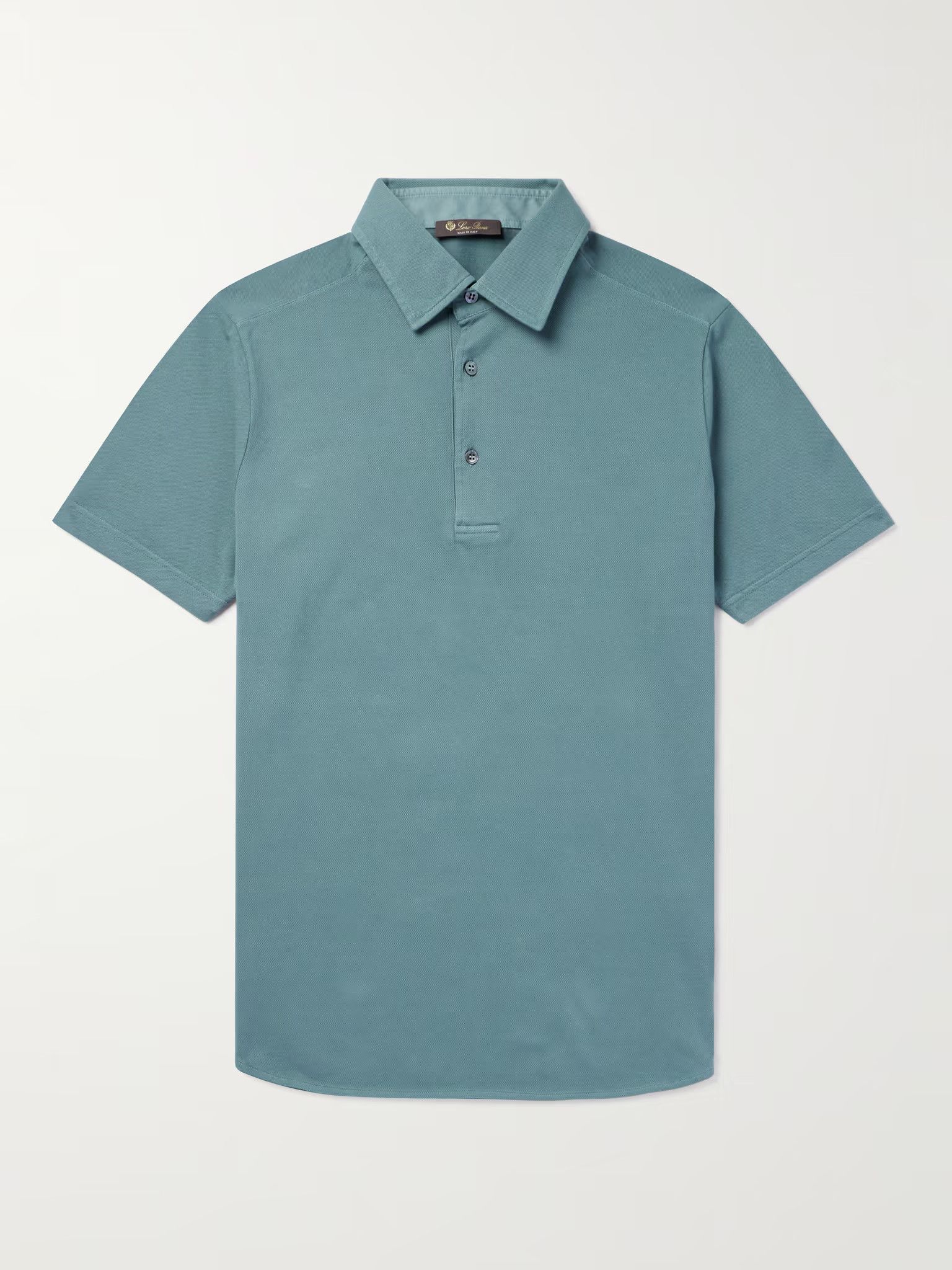 image of Loro Piana O1W1Db10224 Polo Shirts In Eucalyptus, Men's (Size Medium)