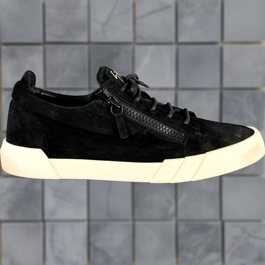 Giuseppe Zanotti GIUSEPPE ZANOTTI Black Suede Double Zipper Sneakers Size 12 Men Size US 12 / EU 45 - 1 Thumbnail