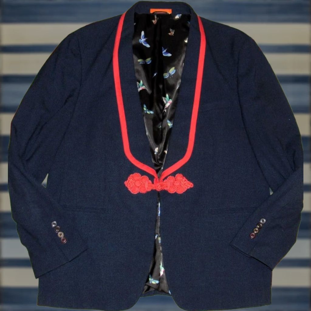 Tallia TALLIA Blazer Navy Blue Chinese Knotted Frog Buttons 46R Size 46R - 1 Thumbnail
