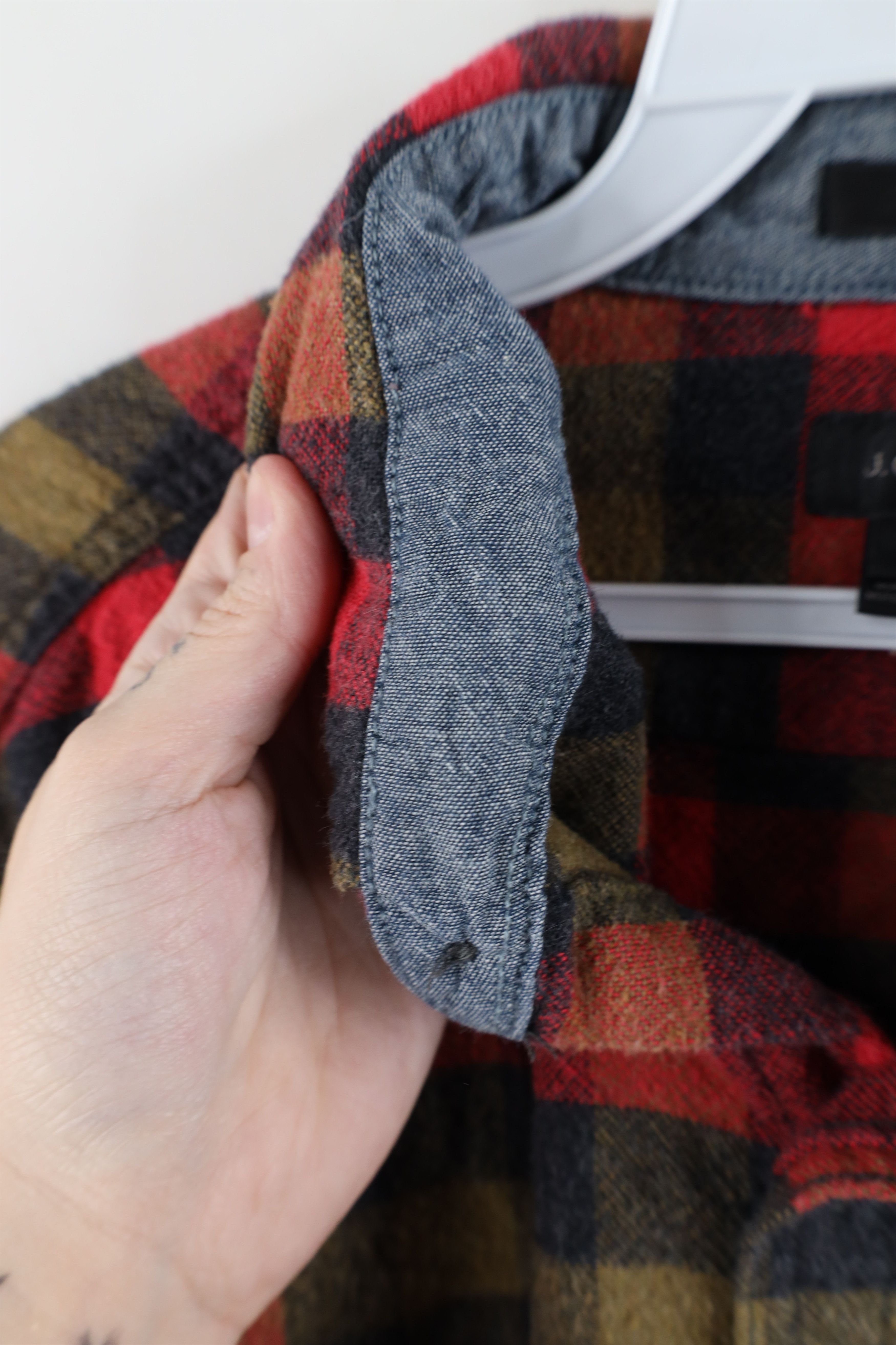J.Crew × Vintage J Crew Suede Elbow Patch Flannel Collared Button Down Shirt Size US L / EU 52-54 / 3 - 9 Thumbnail