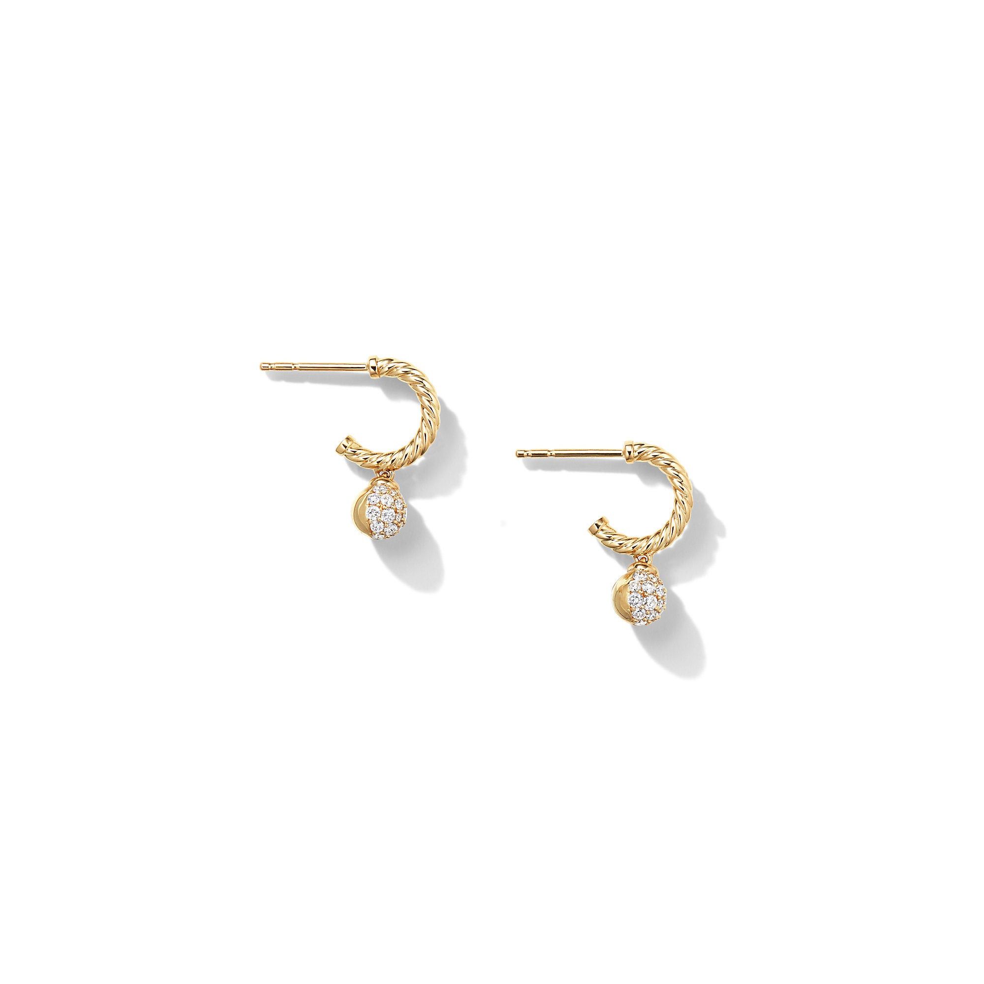 David Yurman o1w1db10325 Earrings in 18K Gold with Pave Diamonds & 17.2mm Size ONE SIZE - 2 Thumbnail