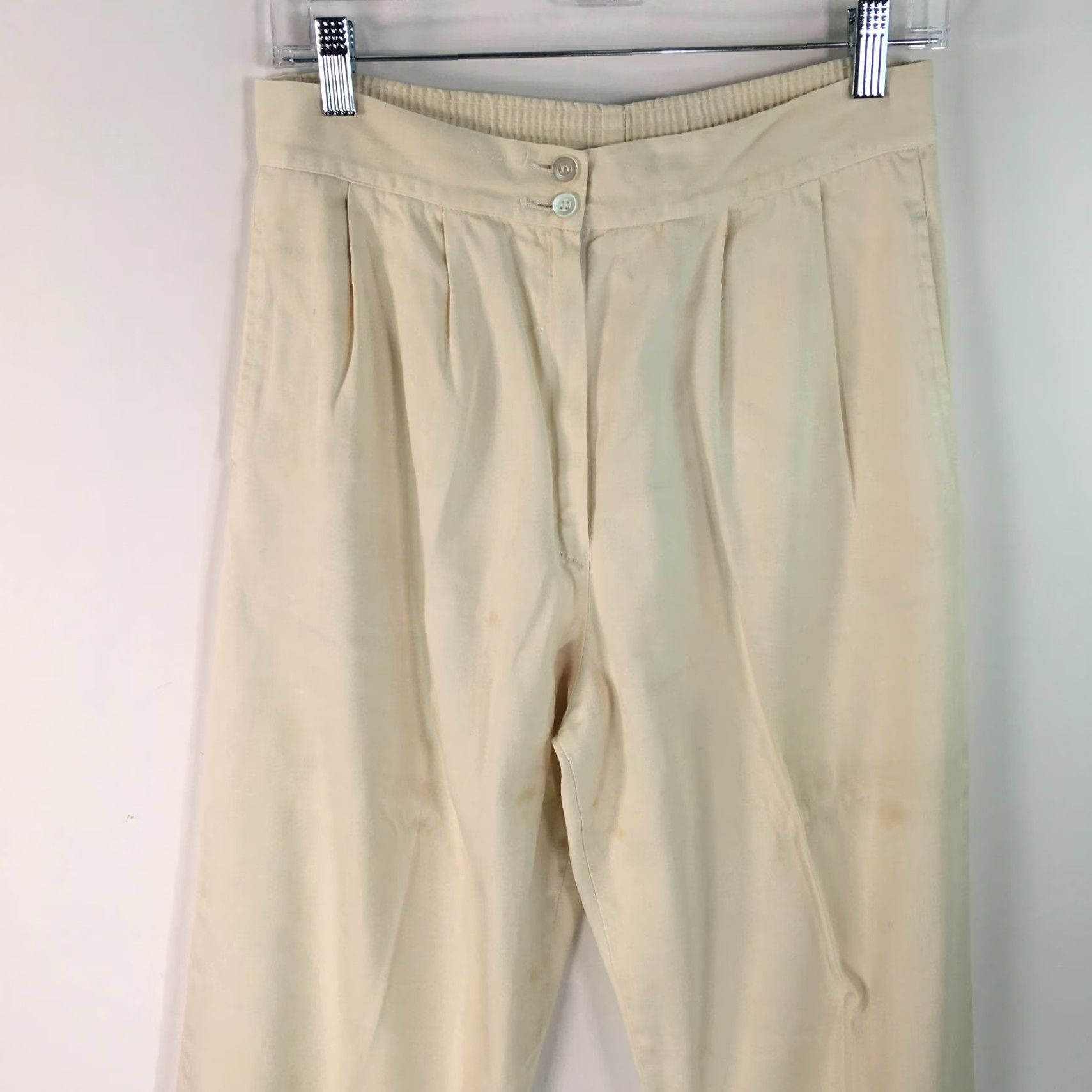Vintage VINTAGE Casual Pleated Ivory Dress Pants Womens Size 30 High Rise Regular 29 Inseam Wool Acetate Size 30" / US 8 / IT 44 - 3 Thumbnail