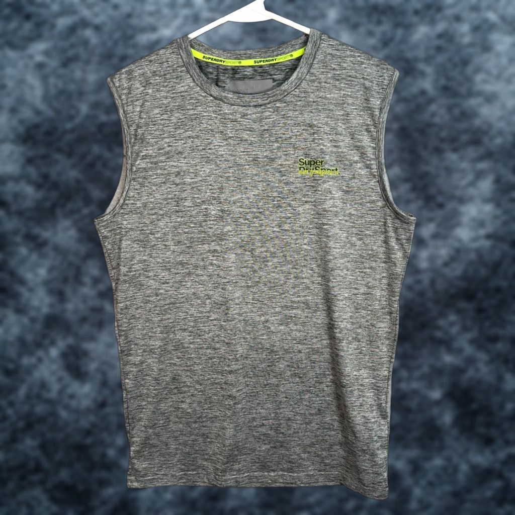Superdry VINTAGE Superdry Sport Sleeveless Heather Gray Tank Top Mens Size Medium Athletic Shirt Mens Heathered Tank Athletic Gray Size M / US 6-8 / IT 42-44 - 1 Thumbnail