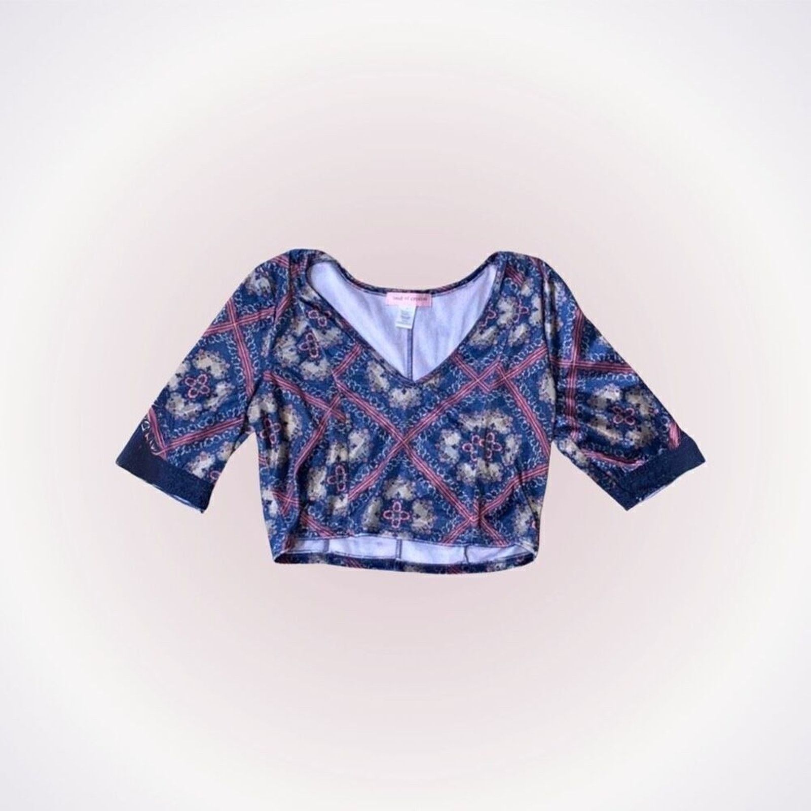 Other Band of Gypsies Velvet Paisley V-Neck Crop Top | Sz M Size M / US 6-8 / IT 42-44 - 1 Thumbnail