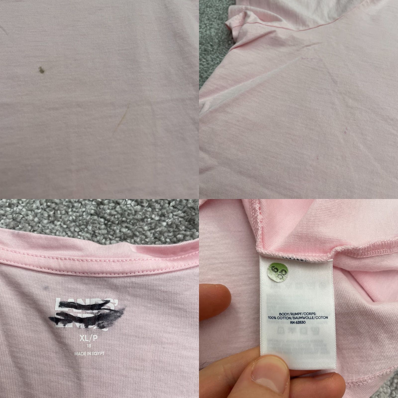 Lands' End Lands' End Womens T-Shirt Pink V-Neck Short Sleeve Cotton Basic Tee XLP Plus Size Adult Womens Top Size XL / US 12-14 / IT 48-50 - 8 Thumbnail