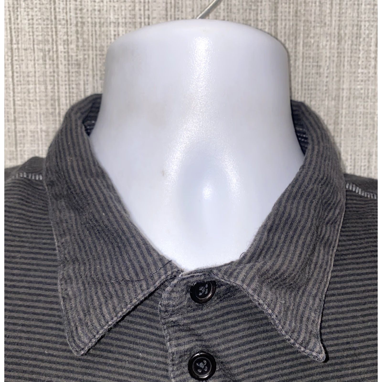 John Varvatos John Varvatos USA Men's Golf Polo Shirt XL Black Gray Striped Short Sleeve Cotton Mens Size US XL / EU 56 / 4 - 3 Thumbnail