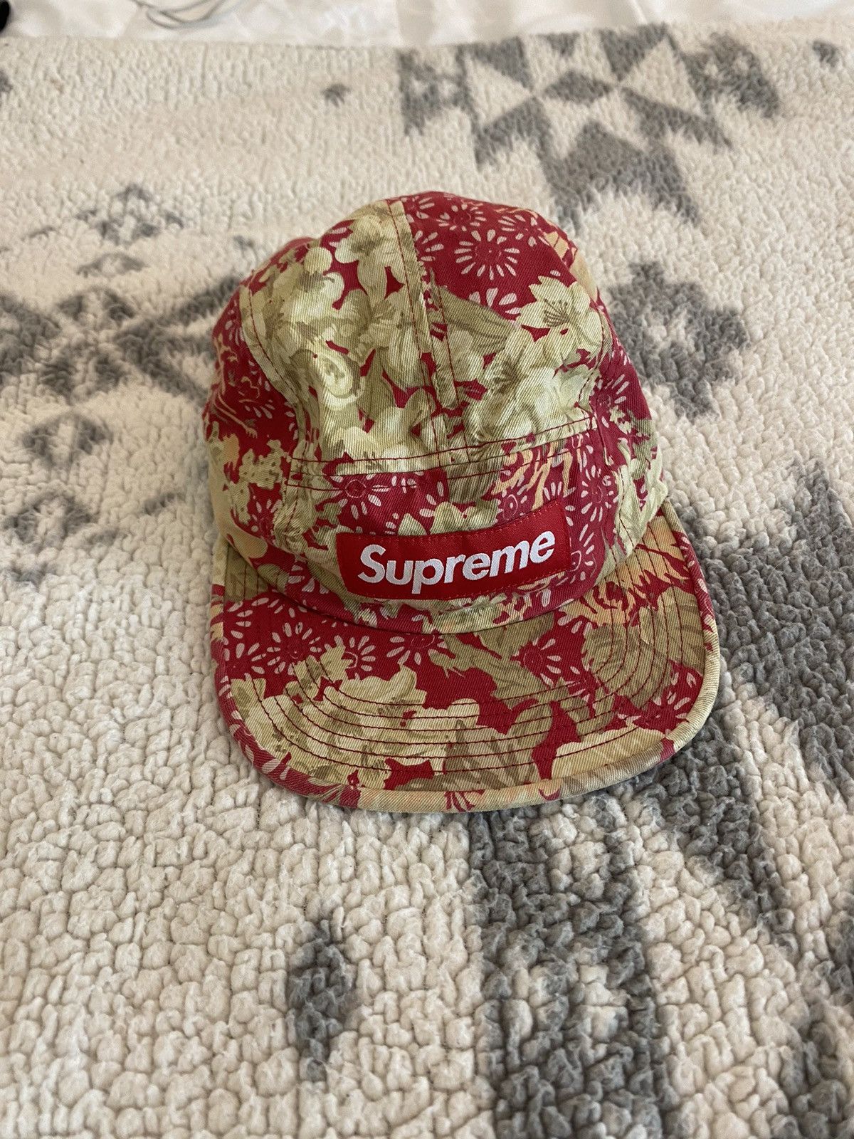 image of Supreme Washed Chino Twill Camp Hat in Red, Men's