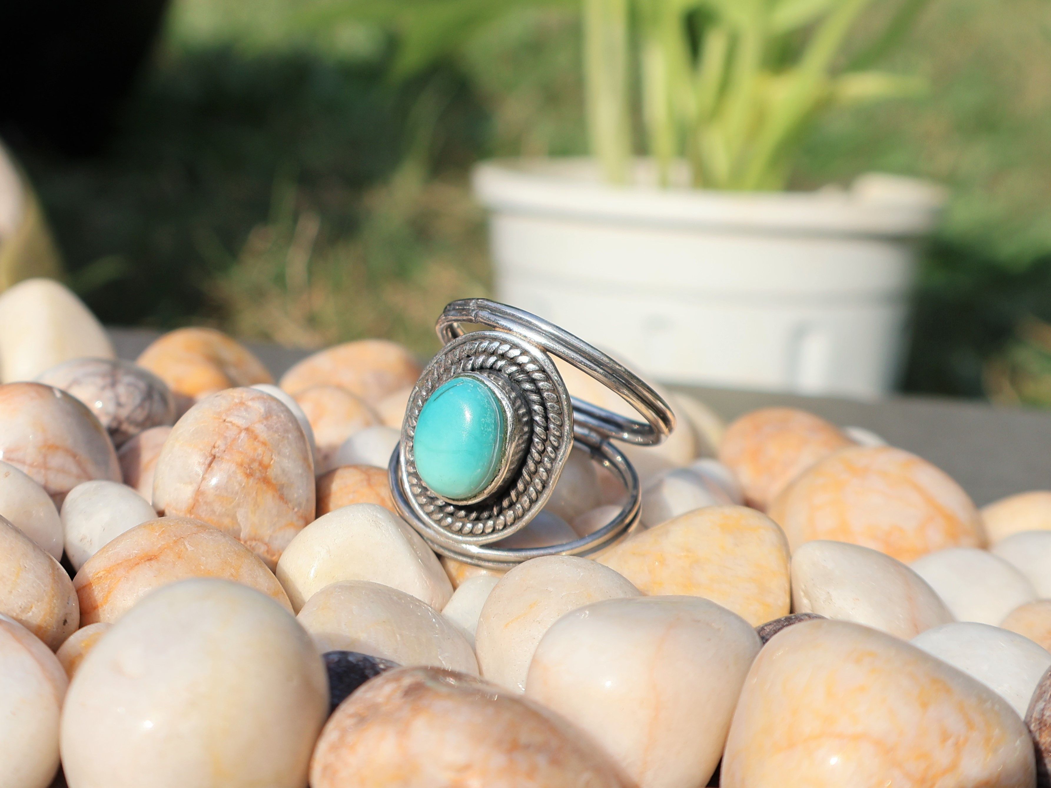 Handmade Natural Turquoise Ring, 925 Silver Handmade Unique Jewelry, Size ONE SIZE - 2 Thumbnail