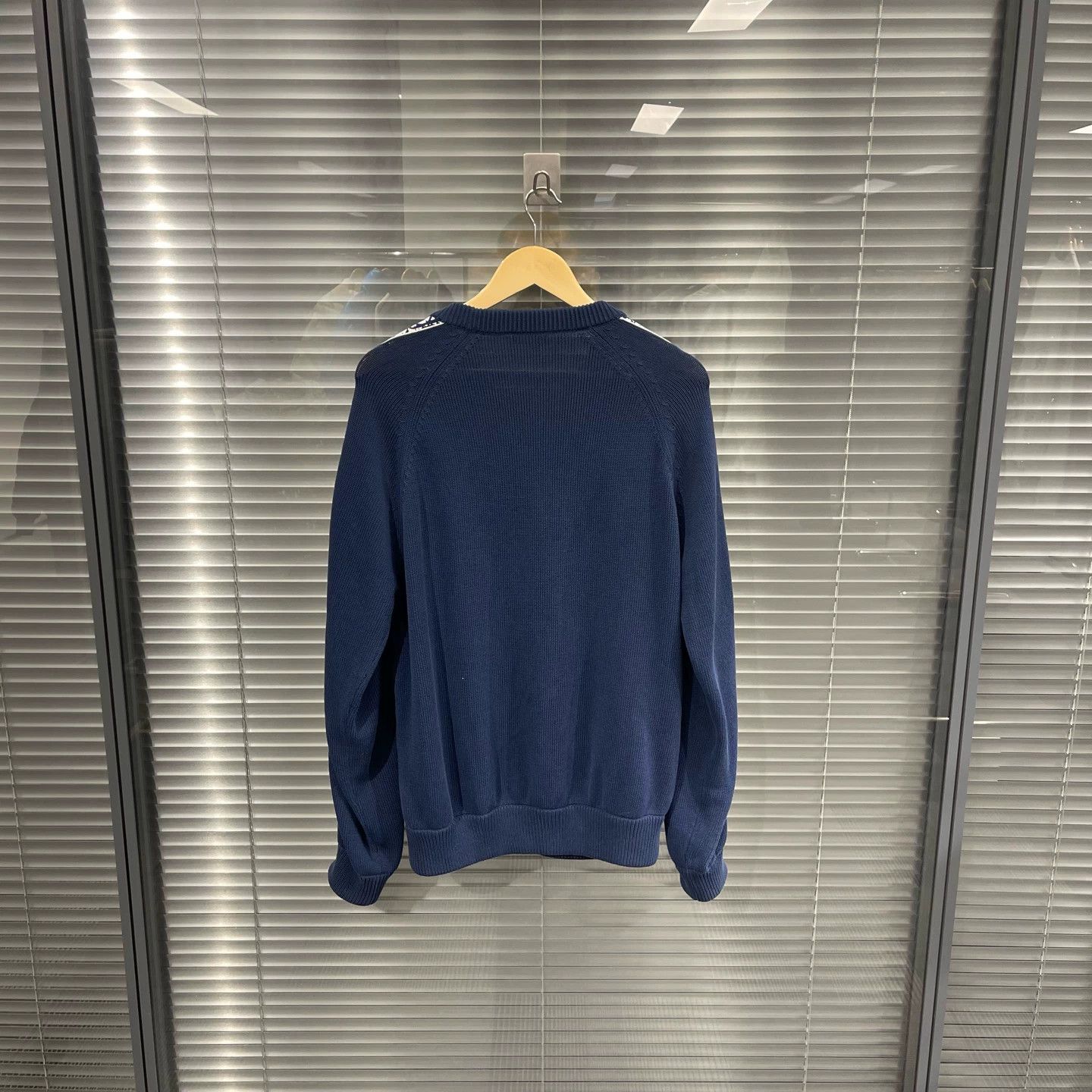 Dior Dior Navy Side Stripe Logo Allover Print Knit Sweater L 99 Size L / US 10 / IT 46 - 2 Thumbnail