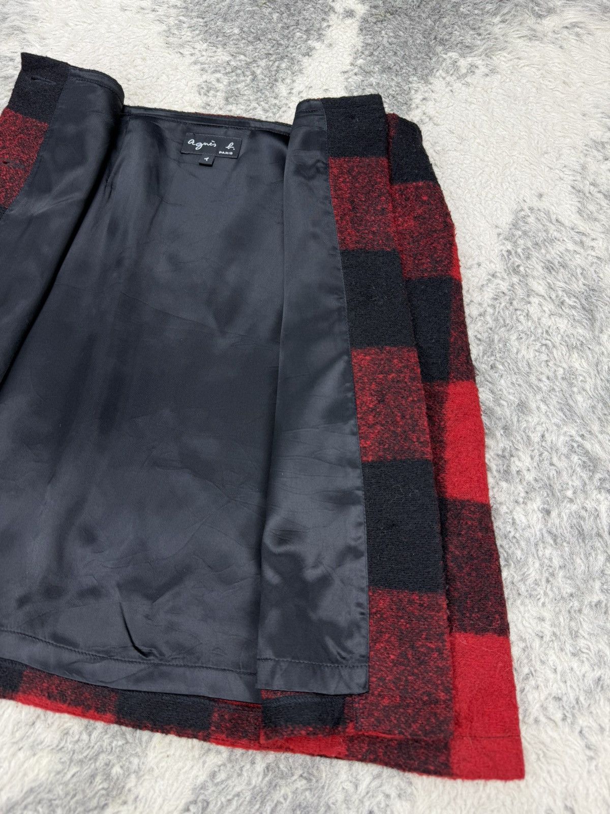 agnes b. Red Tartan Wool Full Front Button Skirt Size 28" / US 6 / IT 42 - 3 Thumbnail