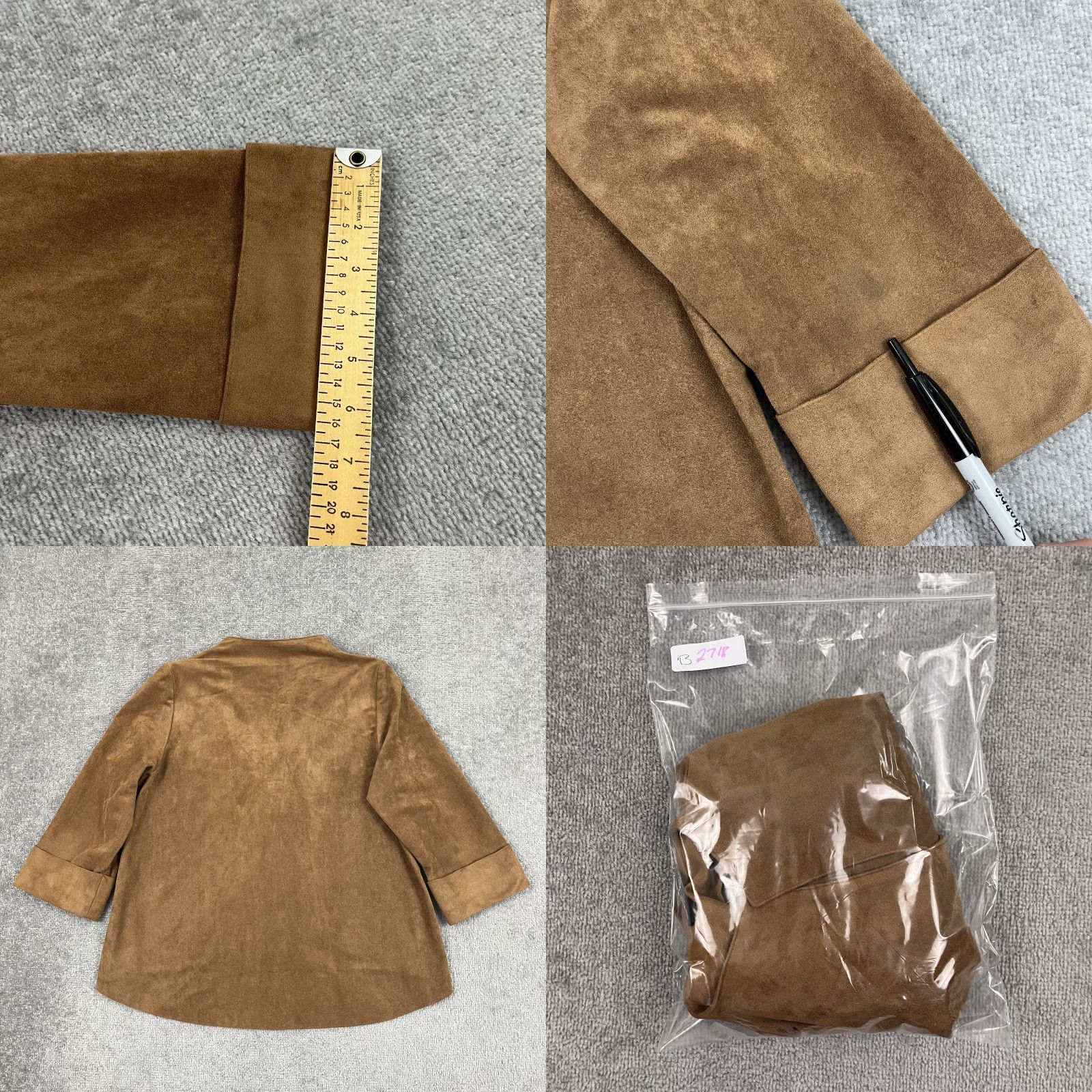 Vintage IC by CONNIE K Jacket Womens Large Brown Faux Suede Swing Asymmetric One Button Jacket Size L / US 10 / IT 46 - 8 Thumbnail