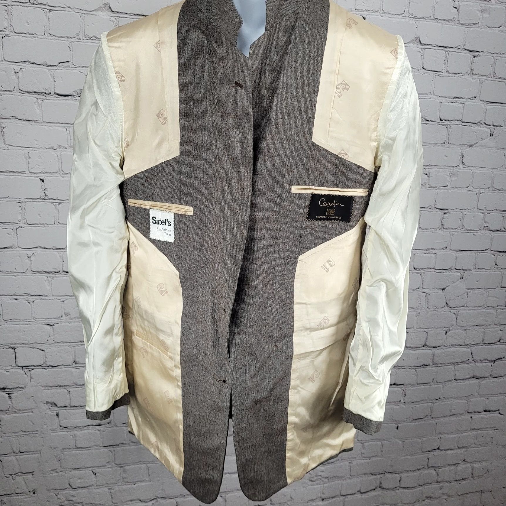 Pierre Cardin VTG Cardin Grey Brown Couture Collection Blazer Sport Coat 2 Button Notch USA 41 Mens Jacket Size 42R - 5 Thumbnail