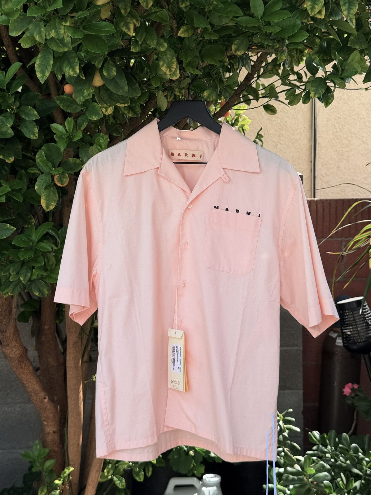 Marni Marni Logo Poplin Short Sleeve Shirt Camp Collar Size US S / EU 44-46 / 1 - 1 Thumbnail