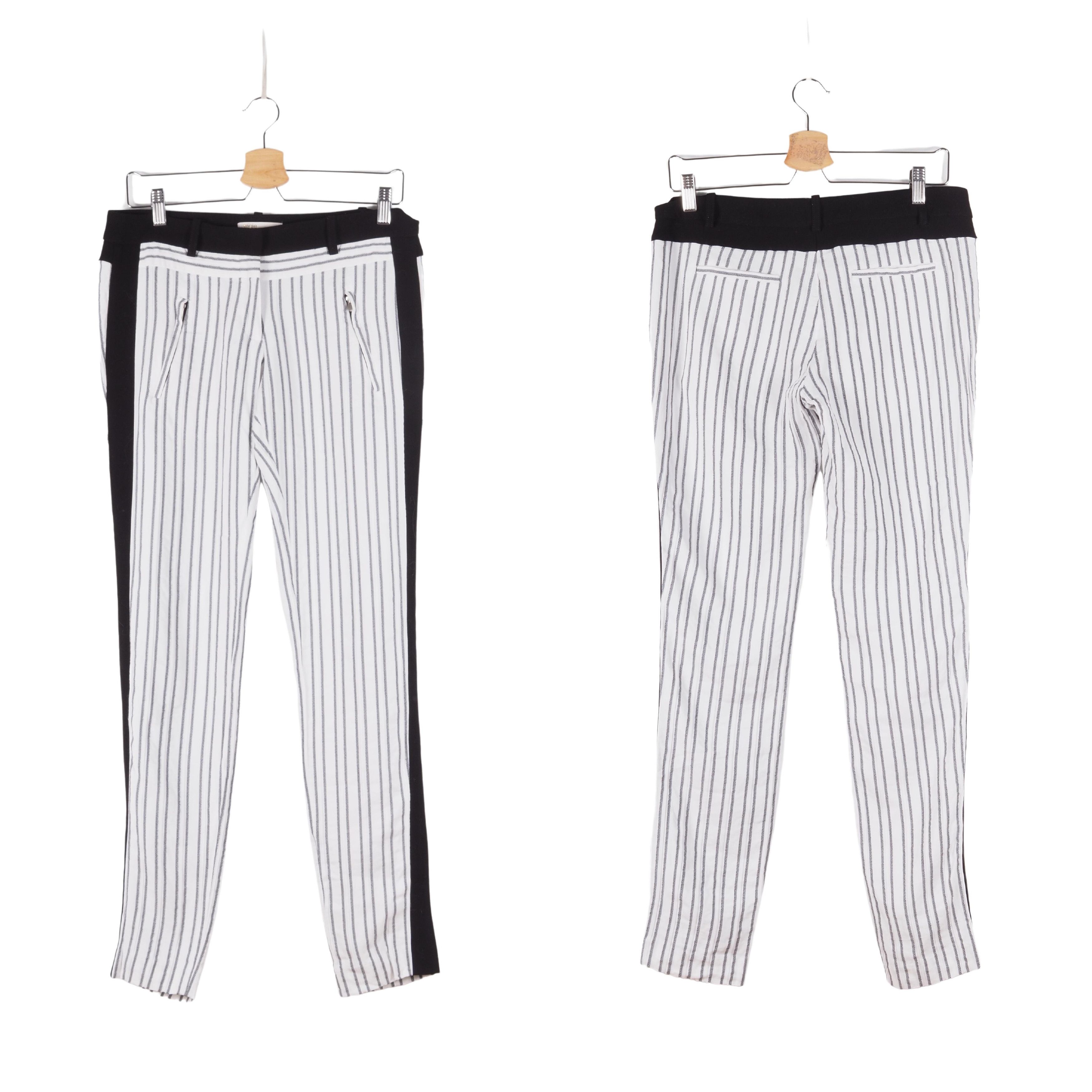 Maje Maje Paris Women Ferre Striped Straight Leg Woven Pants Size 27" / US 4 / IT 40 - 2 Thumbnail