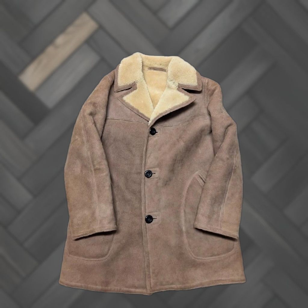 Vintage VINTAGE shearling COAT Men M brown western leather 42 chest napa sheepskin wool pile 90s rancher Vincent's Size US M / EU 48-50 / 2 - 1 Thumbnail