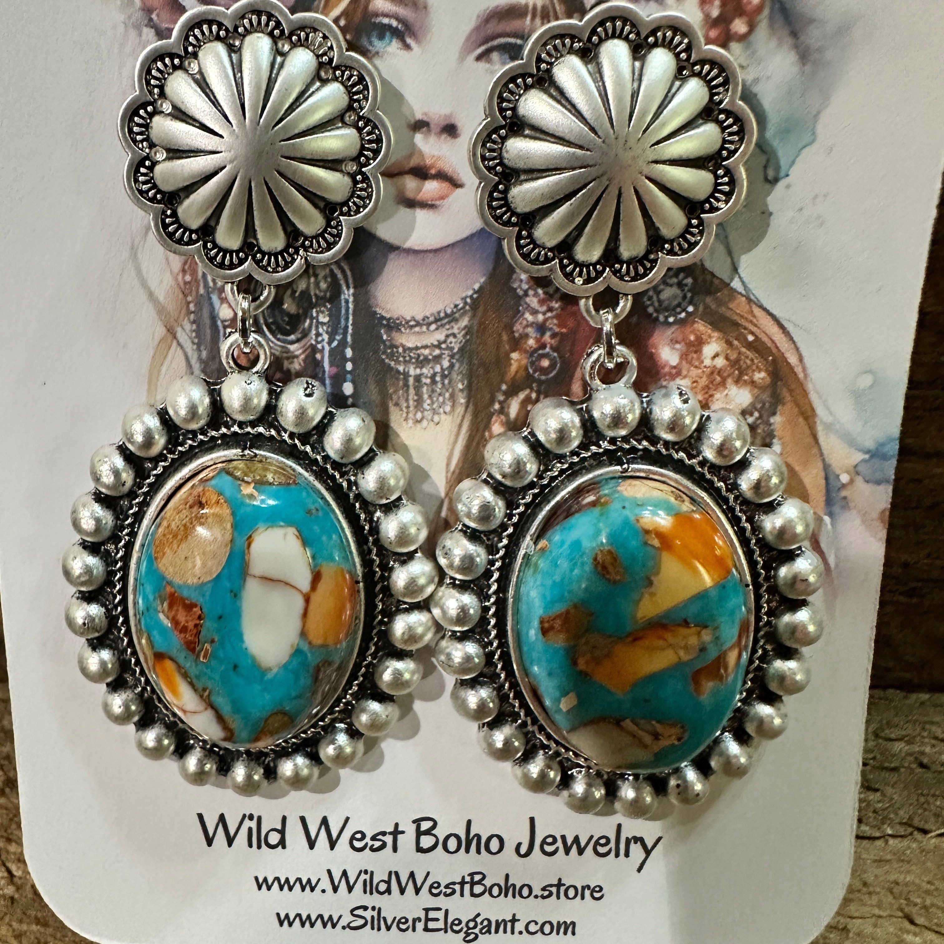 Other Oval Gemstone Post Earrings for Elegance, Boho Southwestern Size ONE SIZE - 9 Thumbnail