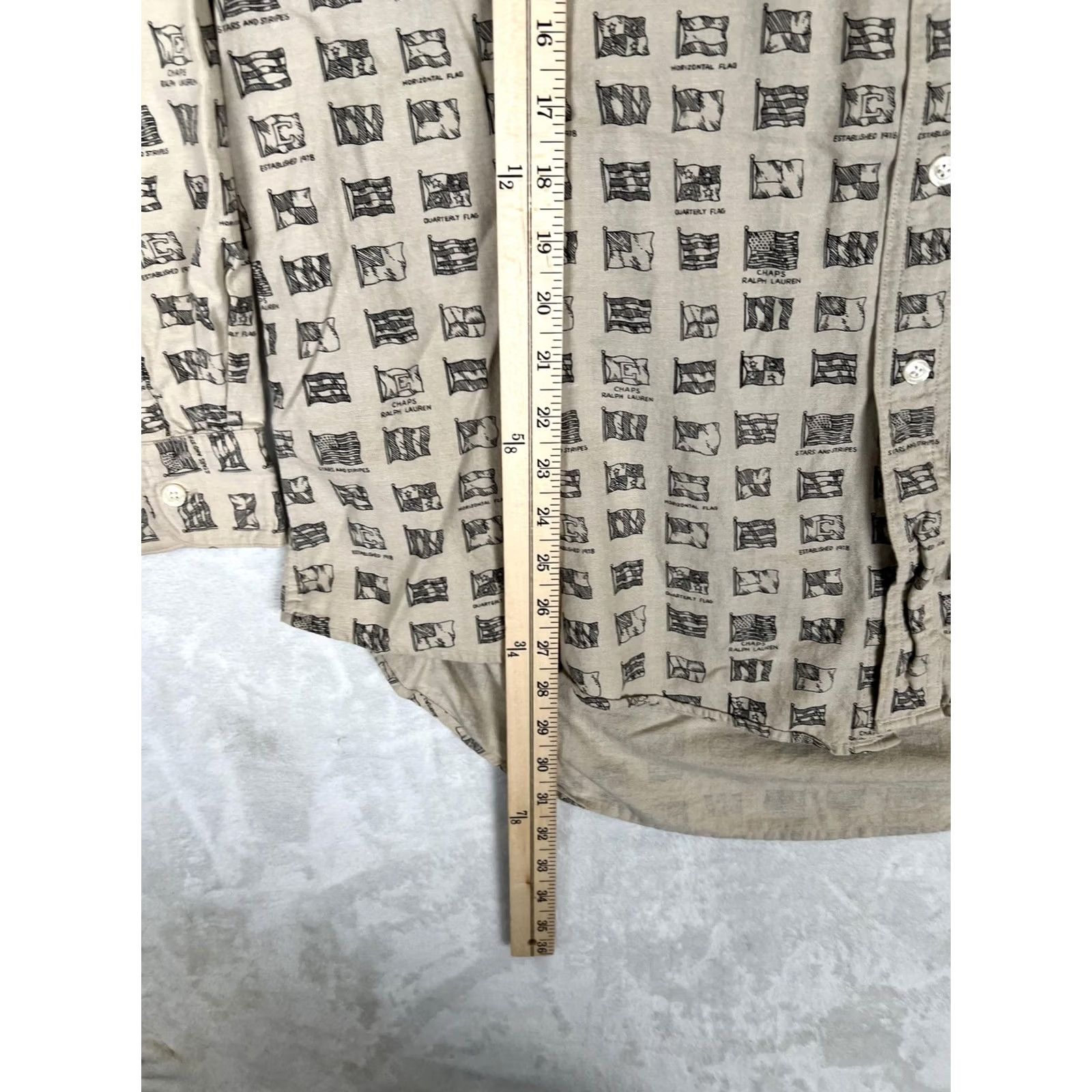 Ralph Lauren VINTAGE Chaps Ralph Lauren Shirt Mens 2XL Beige Flag Print Long Sleeve Button Up Size US XXL / EU 58 / 5 - 4 Thumbnail