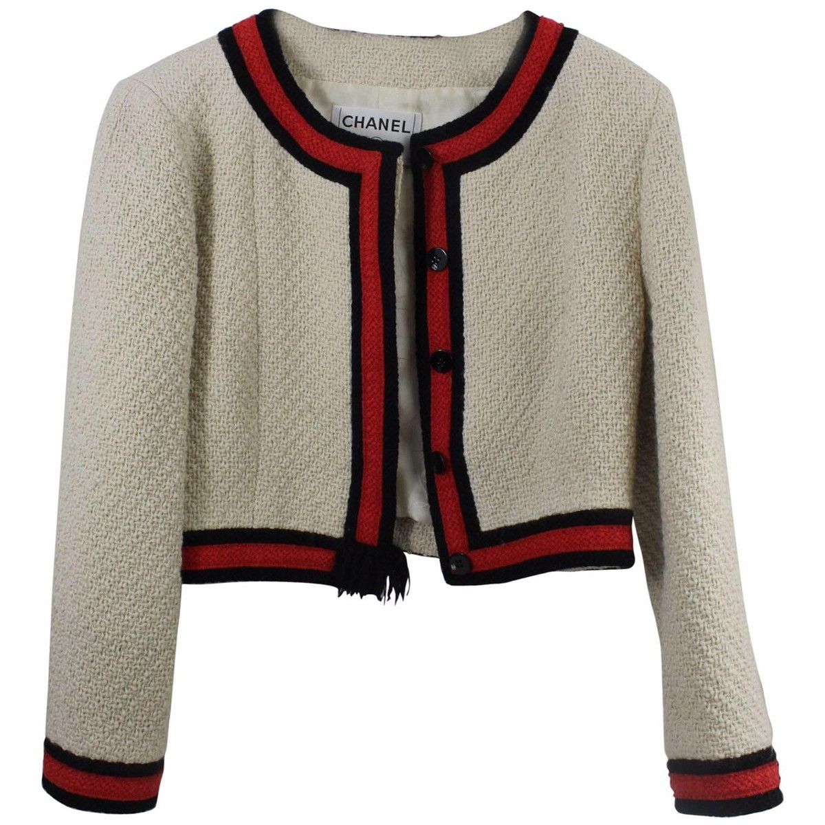 Chanel × Vintage CHANEL SS2001 BOUCLÉ CROPPED JACKET Size XXS / US 00 / IT 34 - 2 Thumbnail