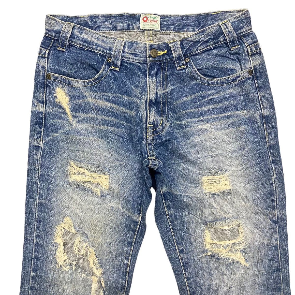 Japanese Brand Ozz-First Pinball Denim Flare Jeans Trashed Size US 30 / EU 46 - 3 Thumbnail