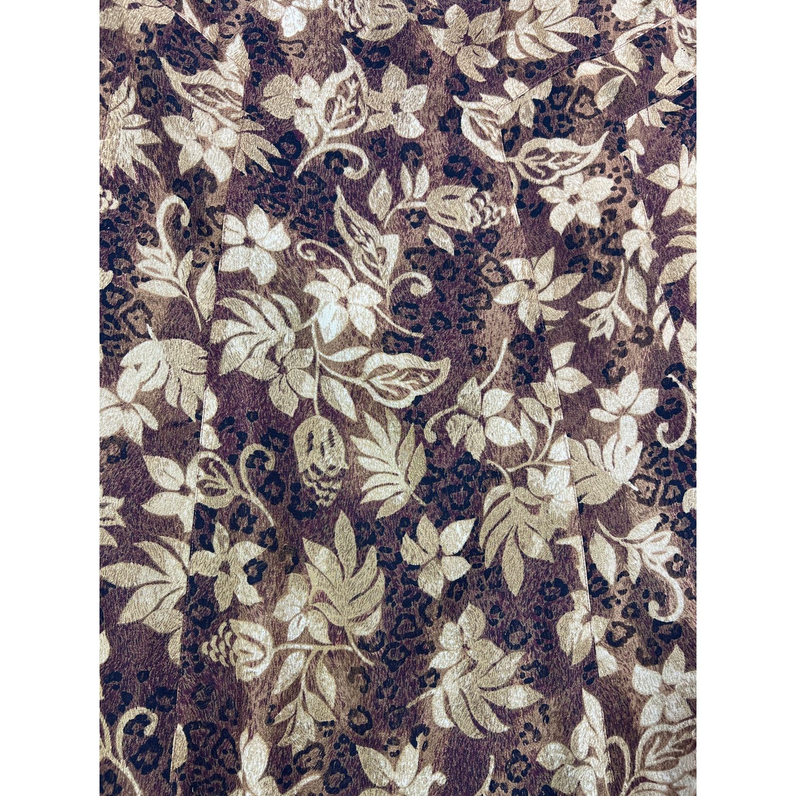 Other Brown Floral Leopard Midi Skirt 18 Boho Earth Tone A Line Size 40" / US 18 - 4 Thumbnail