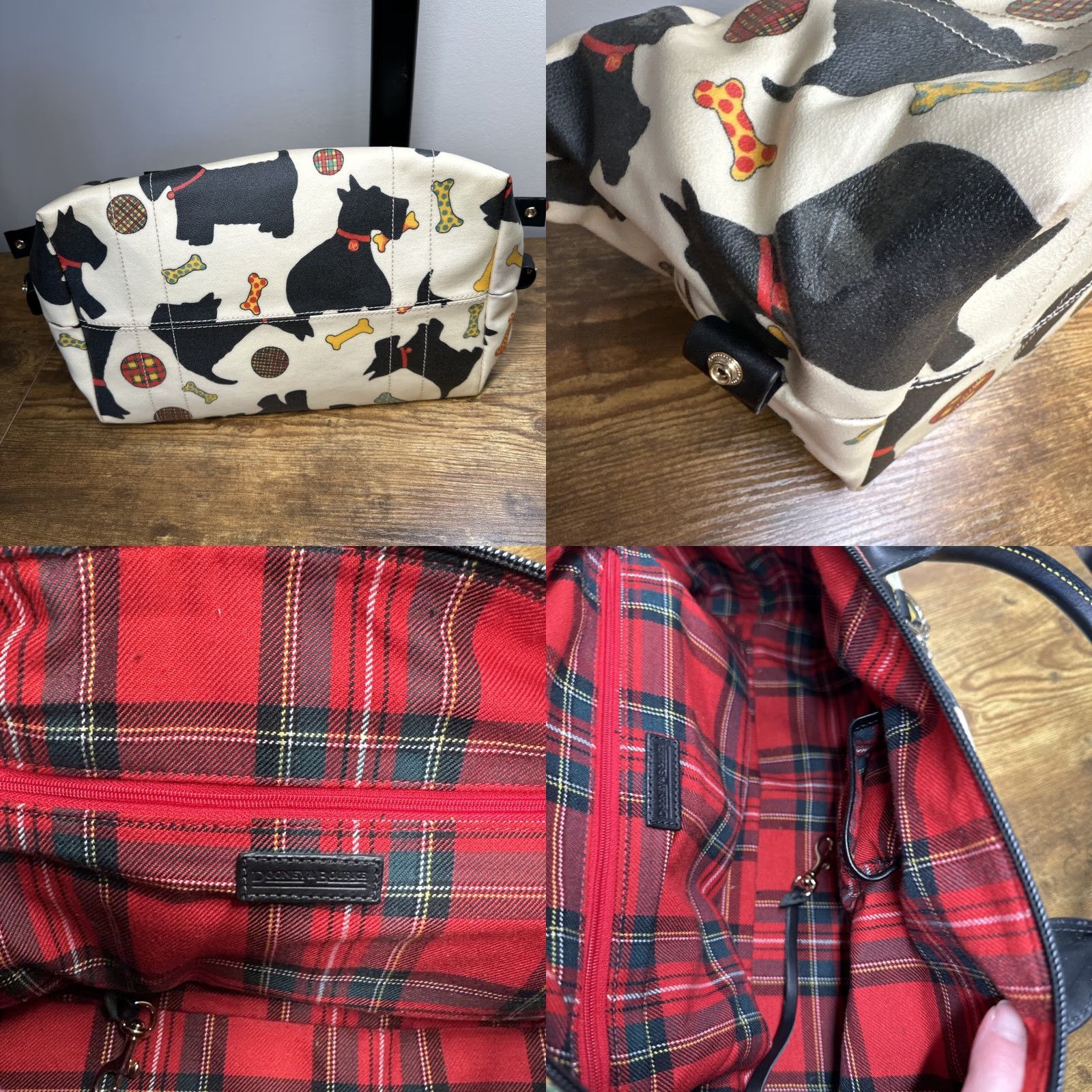 Dooney & Bourke Dooney & Bourke Scottie Dog Tote Duffle Bag Coated Canvas White Black Gold Hardware Wallet Medium Womens Bag Charm Zip Closure Size M / US 6-8 / IT 42-44 - 8 Thumbnail