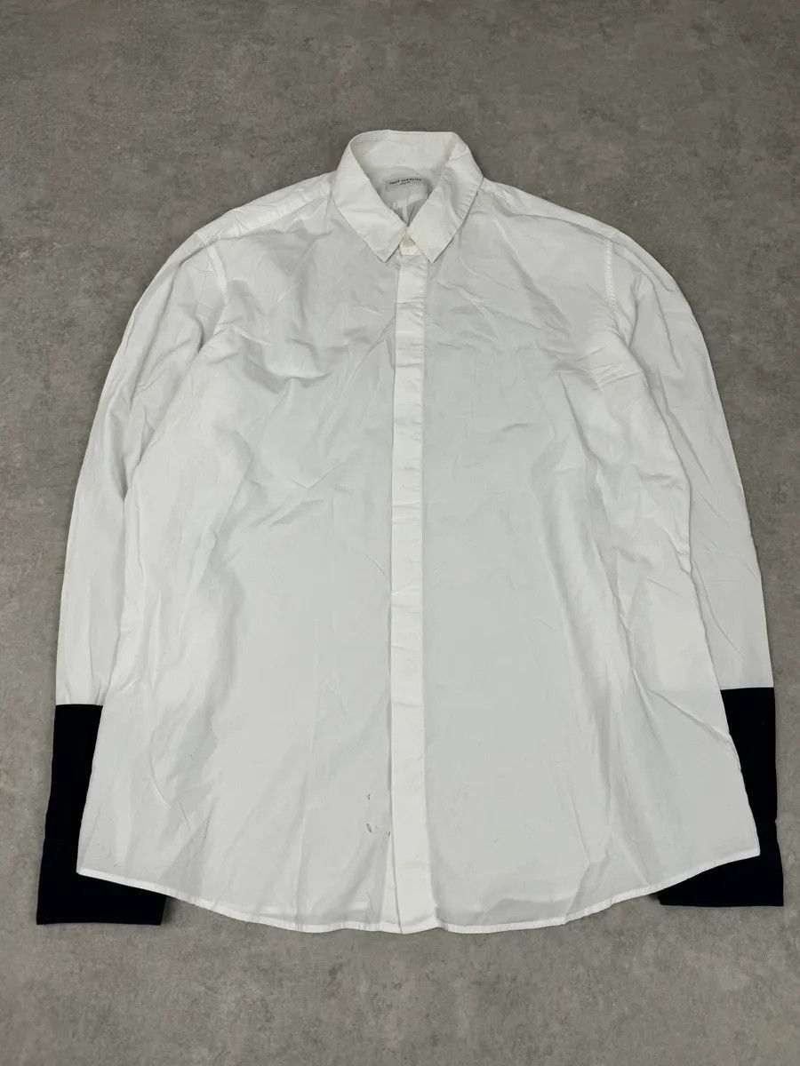 Dries Van Noten Dries Van Noten Contemporary White & Navy Shirt Size US M / EU 48-50 / 2 - 4 Thumbnail