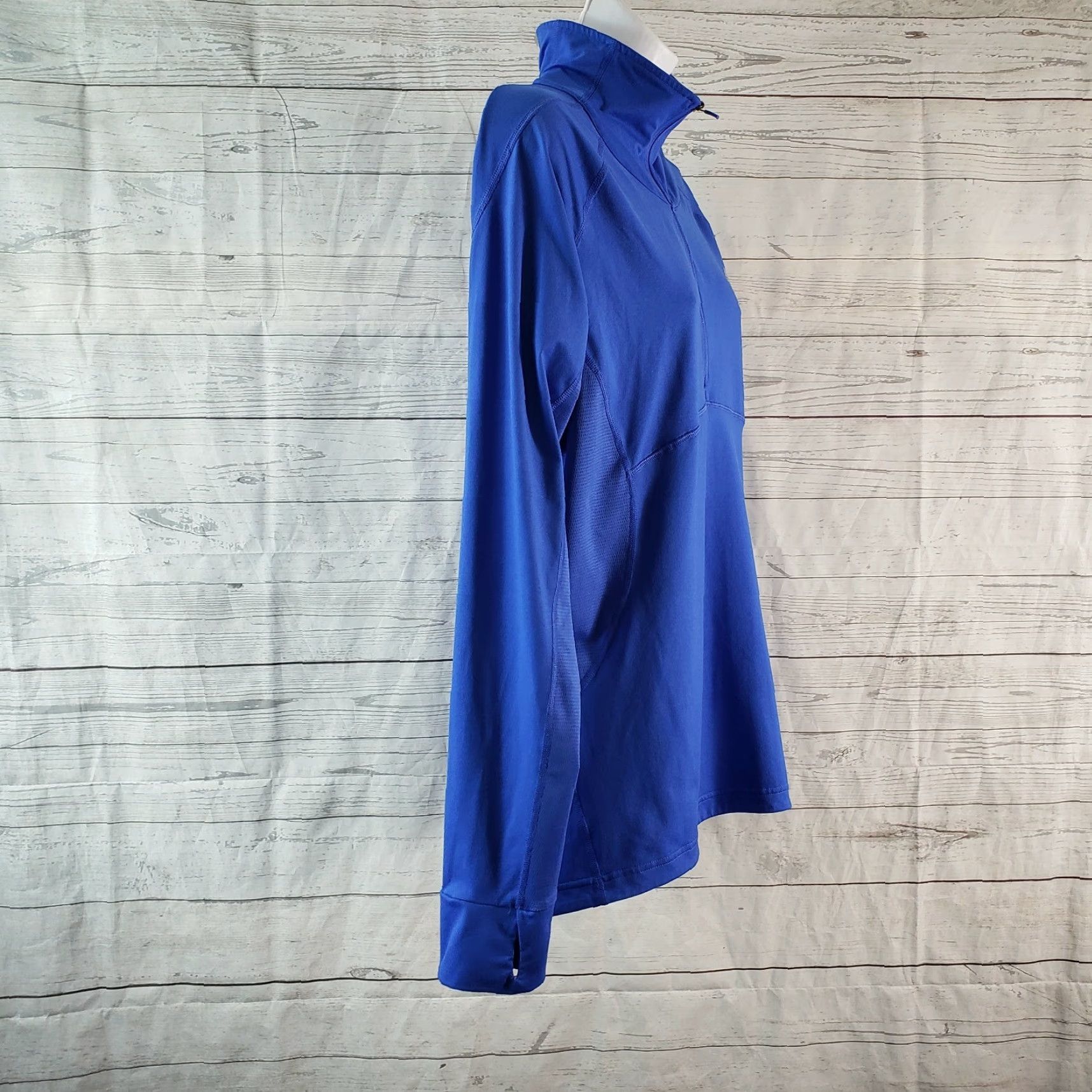 Adidas adidas Womens 1/4 Zip Pullover Shirt L Blue Long Sleeve Thumbholes Size L / US 10 / IT 46 - 4 Thumbnail