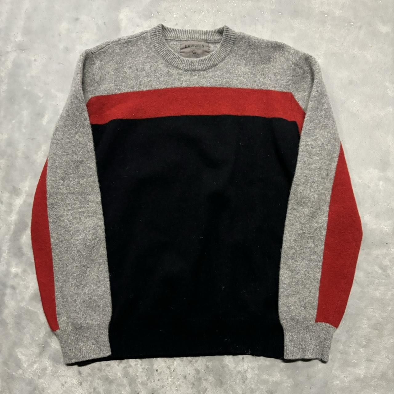 Japanese Brand × Vintage Crazy Vintage Y2K/2000s Grunge Black Red Striped Skater Sweater! Size US S / EU 44-46 / 1 - 1 Thumbnail