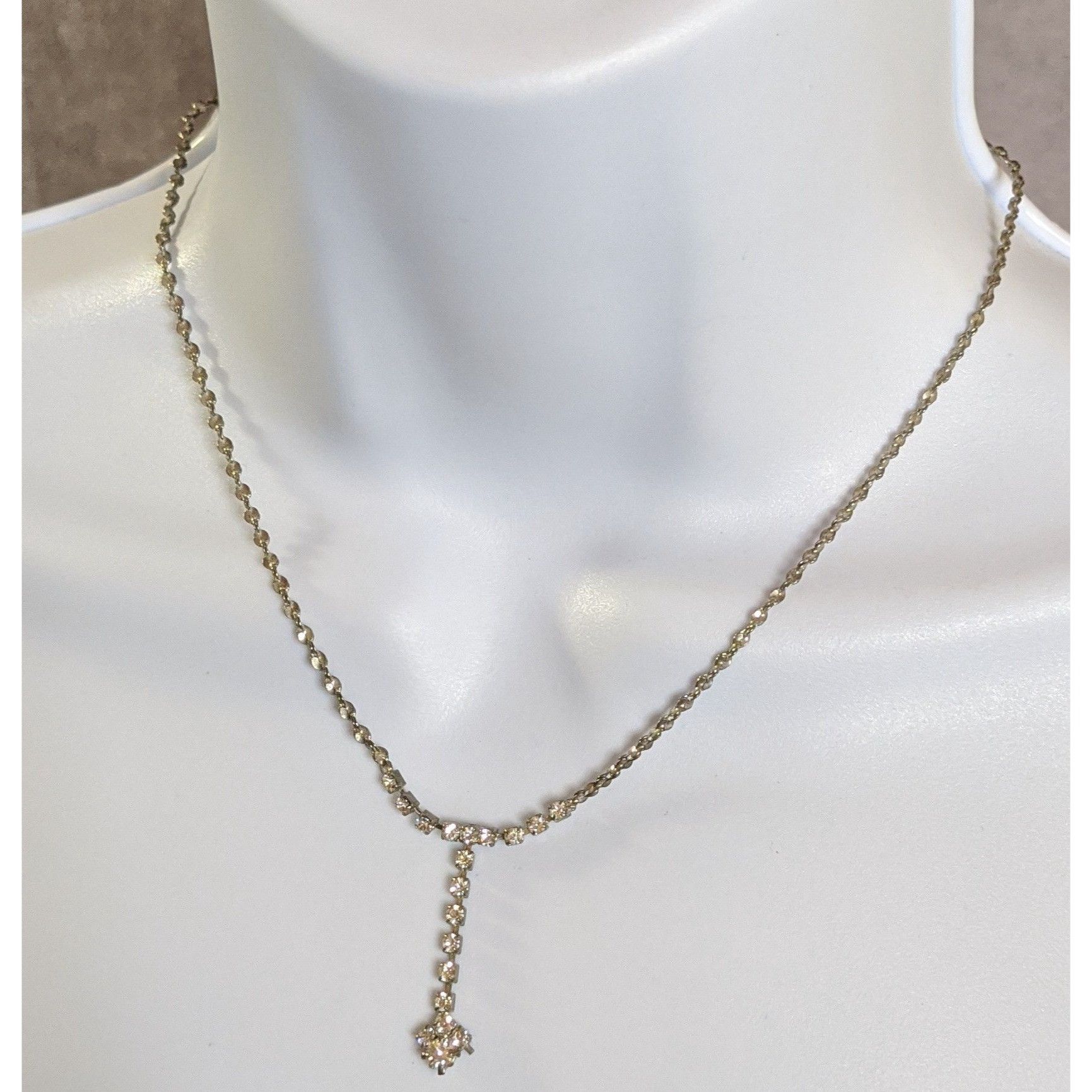 Other Vintage Rhinestone Y Necklace With Elegant Drop Pendant Size ONE SIZE - 4 Thumbnail