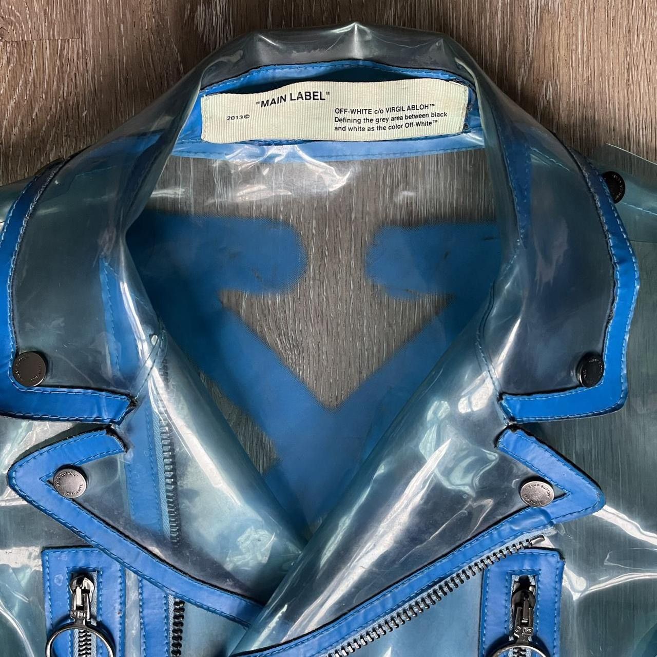 Off-White RARE 2019 off-white blue transparent cropped moto jacket Size M / US 6-8 / IT 42-44 - 4 Thumbnail