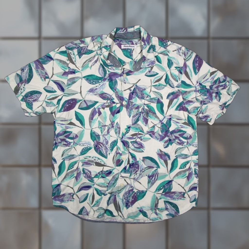 Tommy Bahama Tommy Bahama Shirt Men Extra Large Purple Floral Button Up Silk Hawaiian Camp Size US XL / EU 56 / 4 - 1 Thumbnail