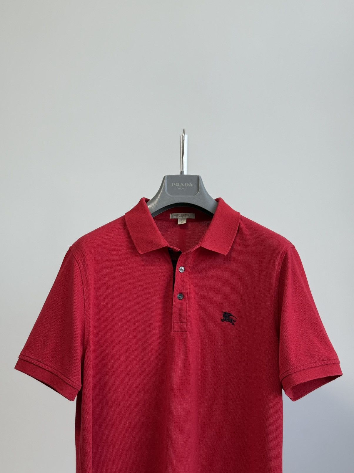 Burberry Burberry Label Men Embroidery Logo Polo Tee Red Size US L / EU 52-54 / 3 - 2 Thumbnail