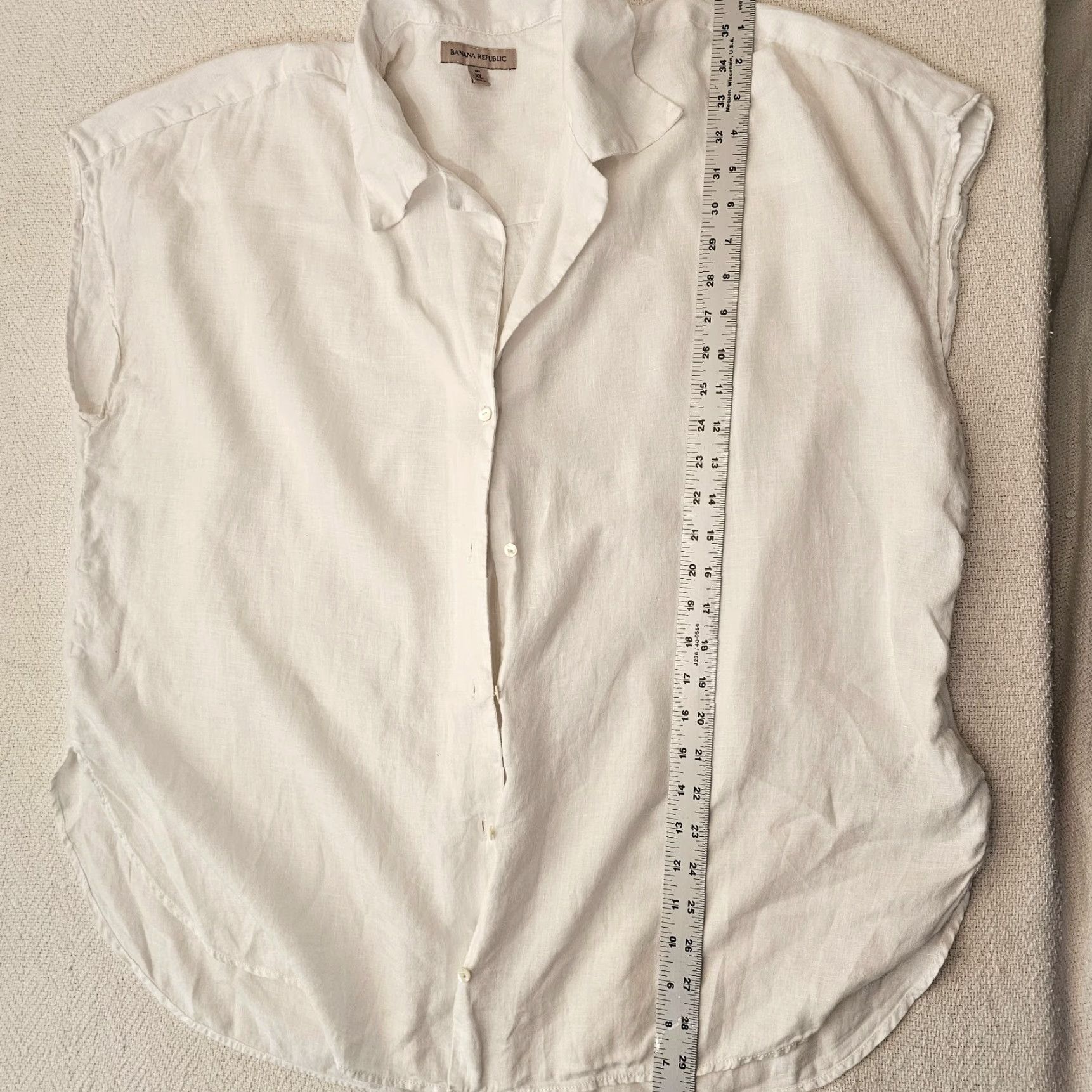 Banana Republic VINTAGE Banana Republic Women’s Sleeveless Button-Up Shirt XL Tall White Linen Spring Summer Casual Workwear Size XL / US 12-14 / IT 48-50 - 4 Thumbnail