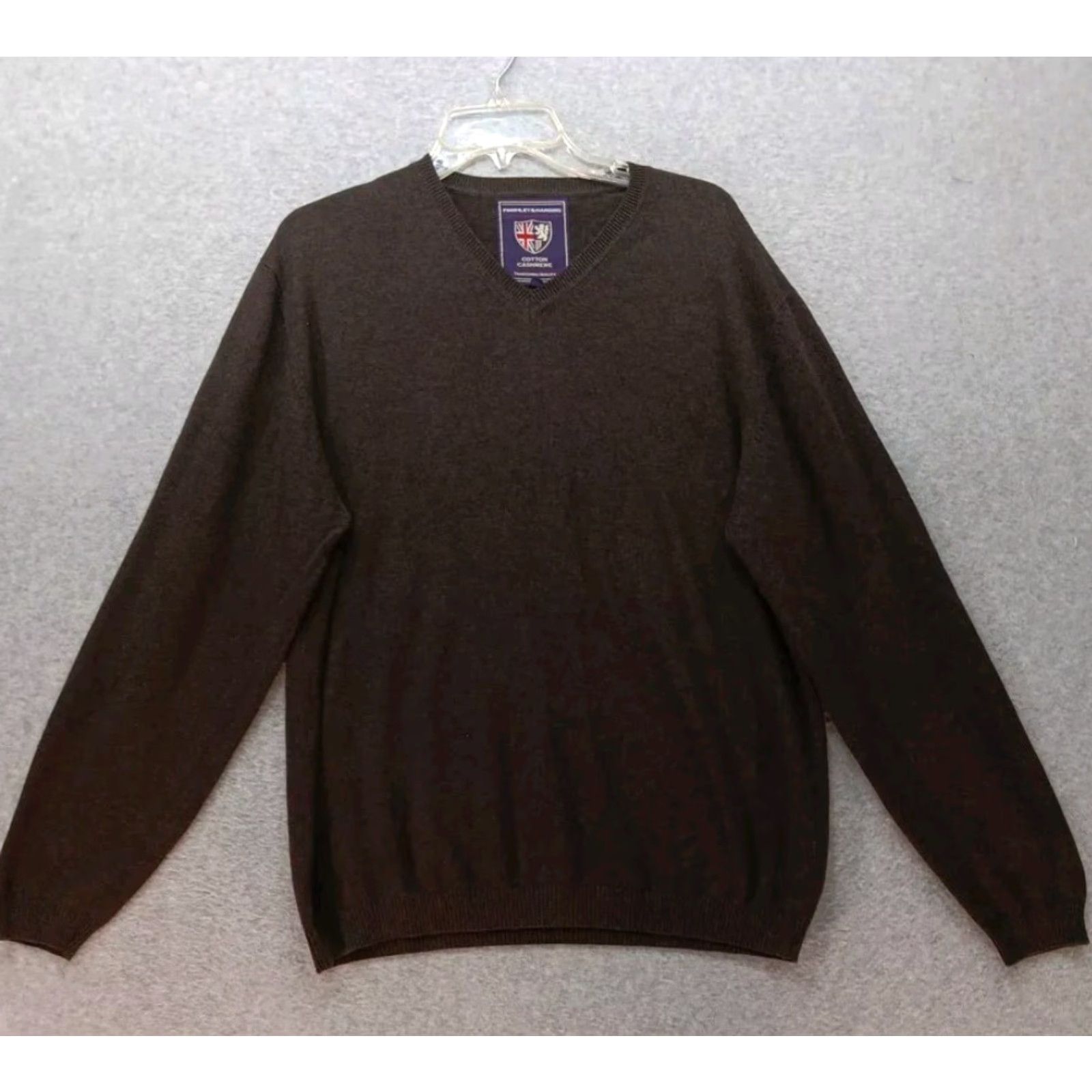 Vintage Finshley & Harding Sweater Men XL Brown V-Neck Pullover Cashmere Blend Knit Size US XL / EU 56 / 4 - 2 Thumbnail