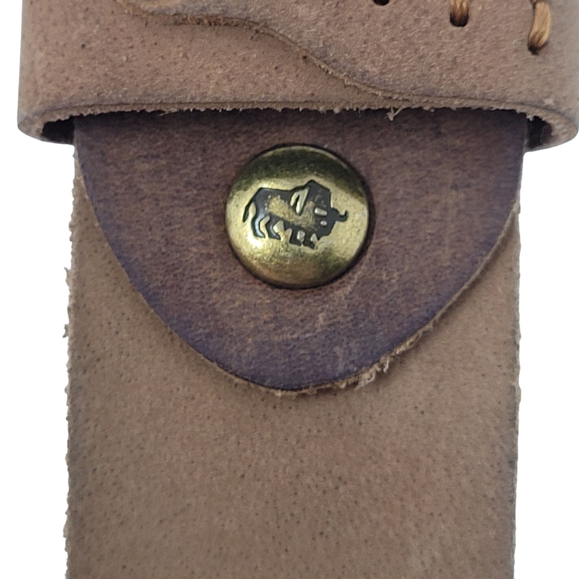 Other Bison Denim Camel Brown Genuine Leather Mens Belt Rugged Out Size 36 - 4 Thumbnail