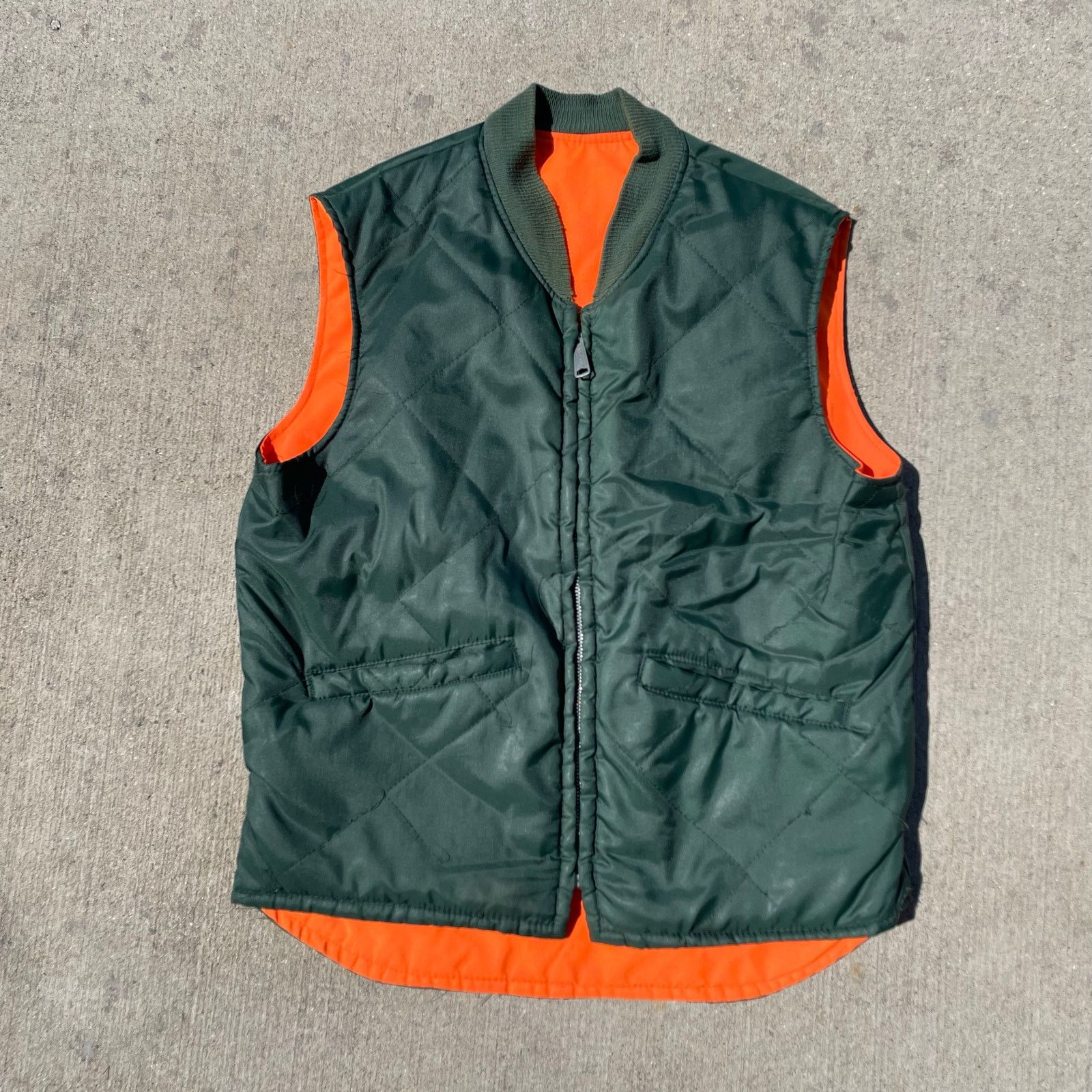 Vintage Hunting Vest 50s 60s Reversible Green Orange EMAR Zipper M Size US M / EU 48-50 / 2 - 1 Thumbnail