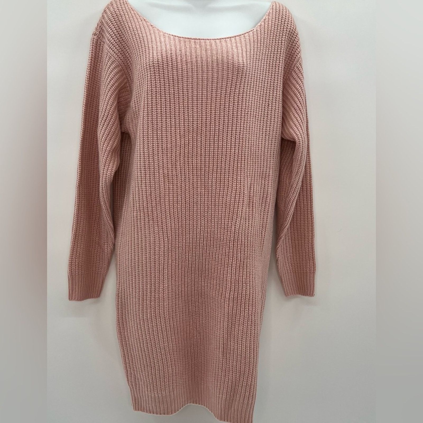 Boohoo Boohoo Rib-Knit Long Sleeve Boat Neck Sweater Dress Size M Size M / US 6-8 / IT 42-44 - 2 Thumbnail