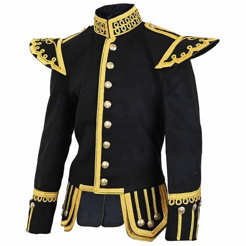 Handmade × Other Highlander Military Scottish Jacket Black Bagpiper Uniform Size US S / EU 44-46 / 1 - 3 Thumbnail