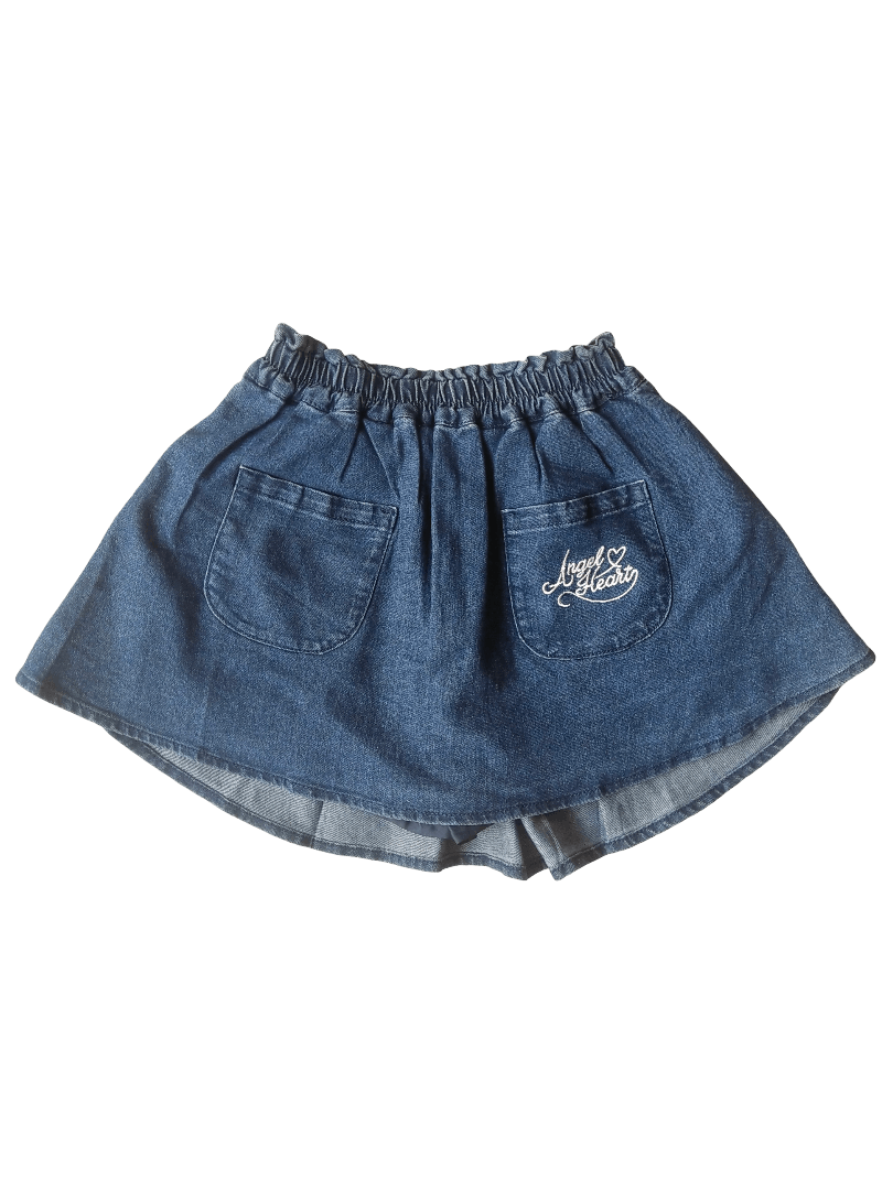 Angel Blue Angel Heart Denim Skirt – Japan Label – Kawaii Y2K Short Size 25" / US 0 / IT 36 - 1 Thumbnail