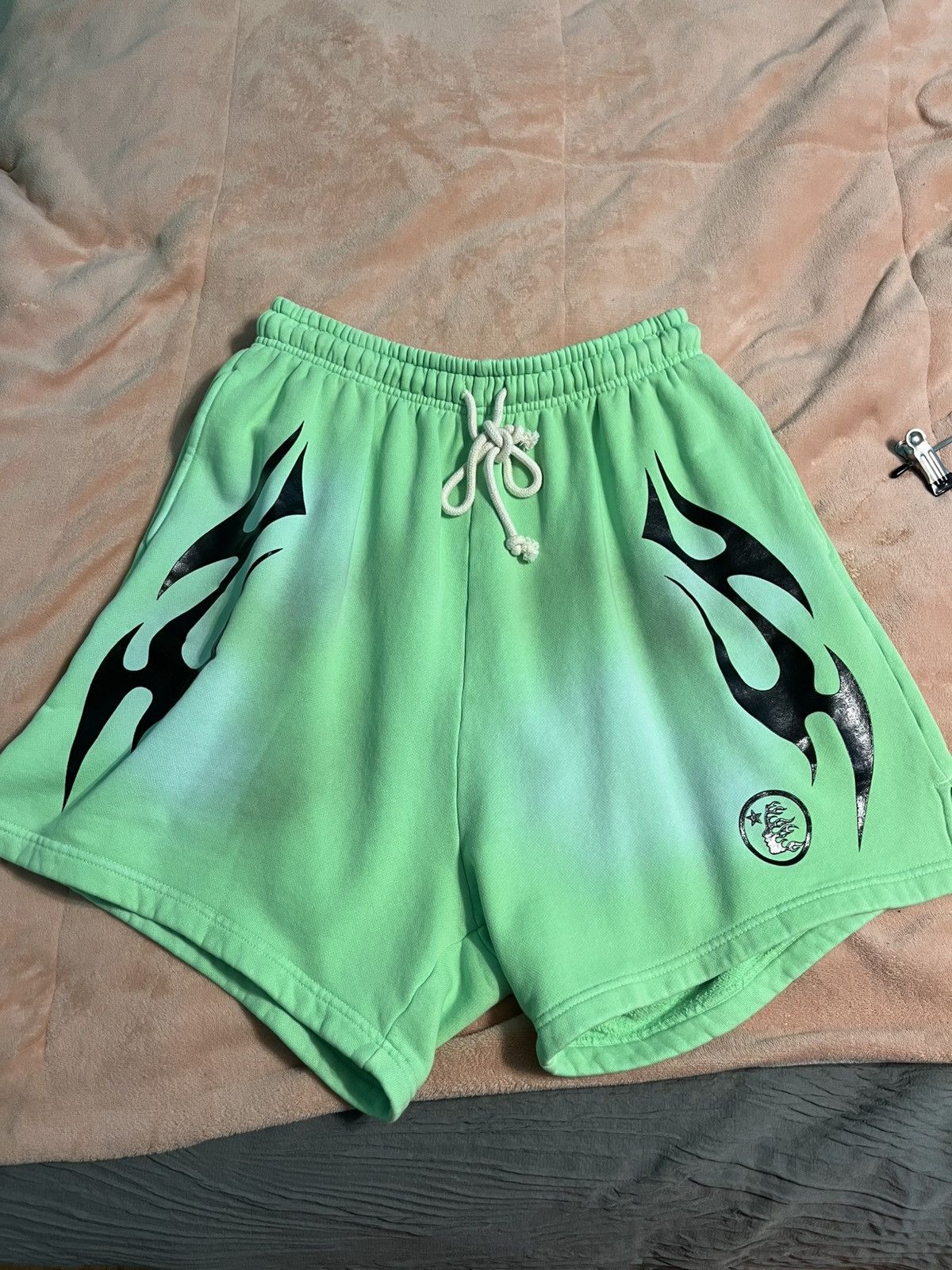Hellstar Green Flame Sweatshorts