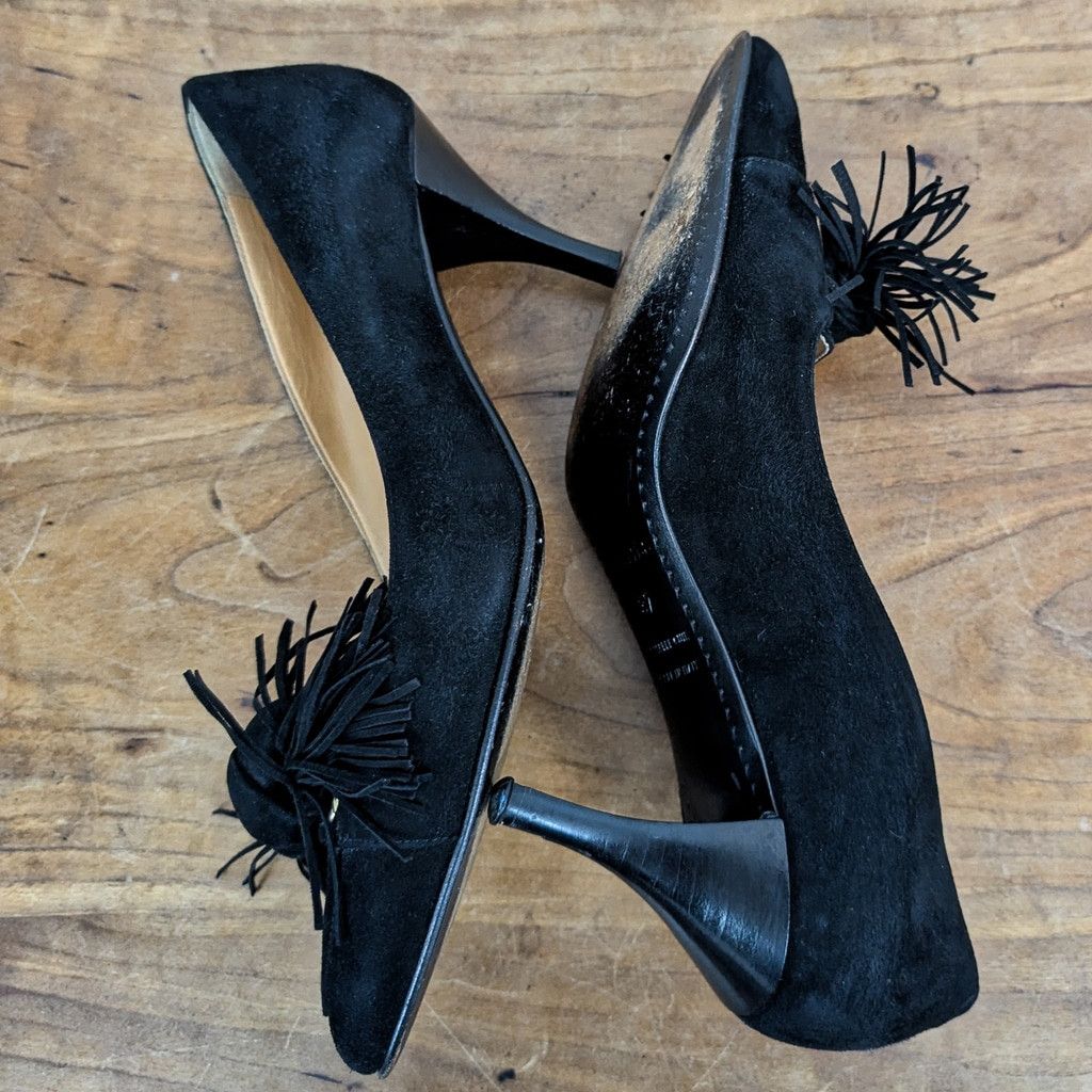 Hermes Hermes Black Suede Fringe Tie Front Heels Size 37 Size US 7 / IT 37 - 6 Thumbnail