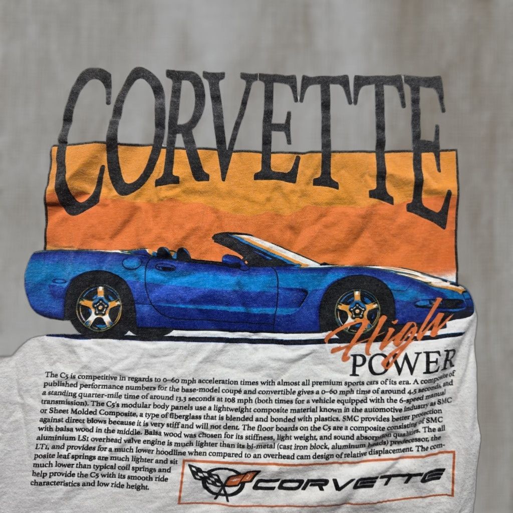 Vintage Chemistry Chevrolet 1998 Corvette Graphic White T-Shirt Men Adult L Large Short Sleeve Crew Neck Shirt Mens Size US L / EU 52-54 / 3 - 1 Thumbnail