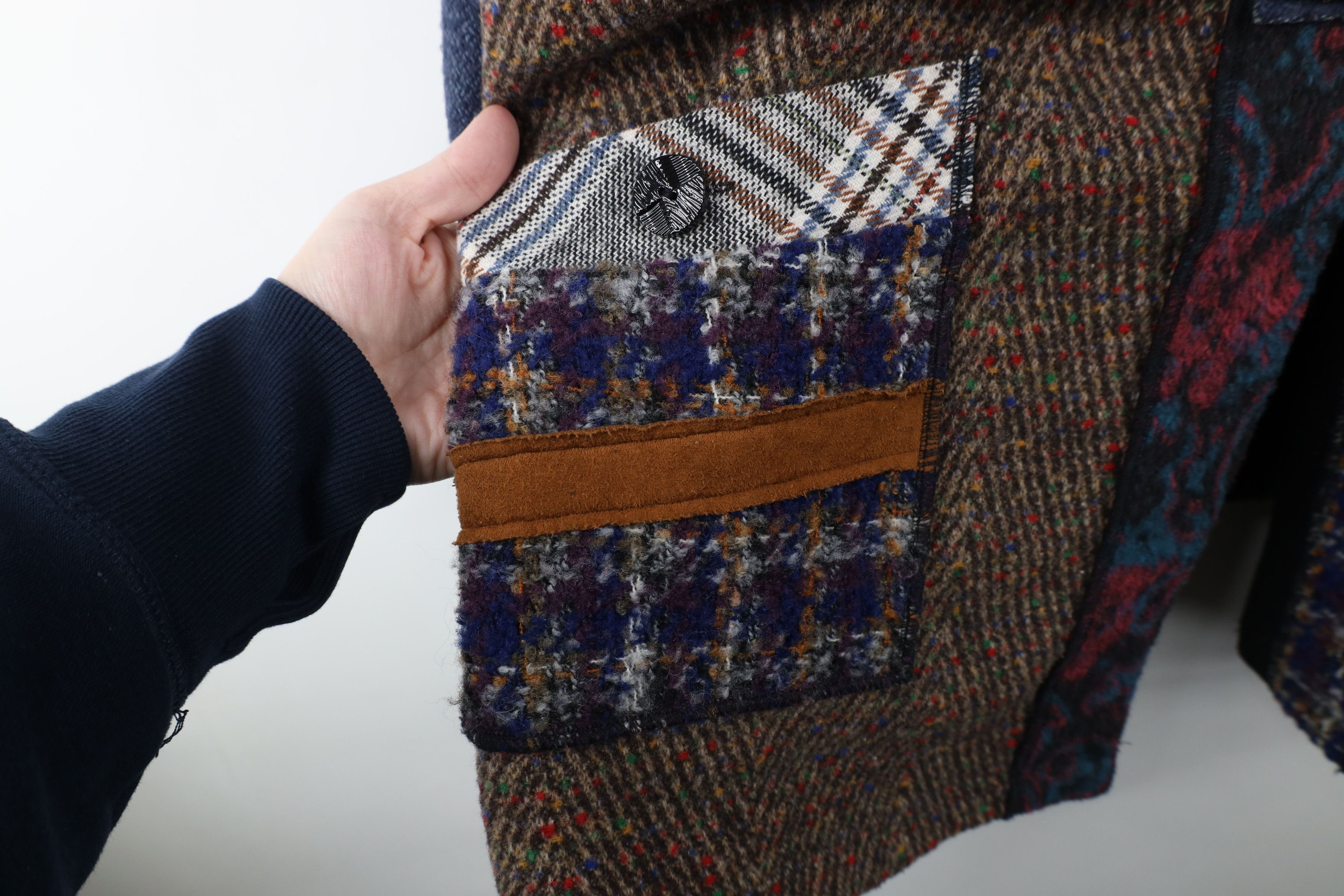 Vintage Vintage 90s Streetwear Fleck Patchwork Quilted Button Jacket Size 3XL / US 20-22 - 7 Thumbnail