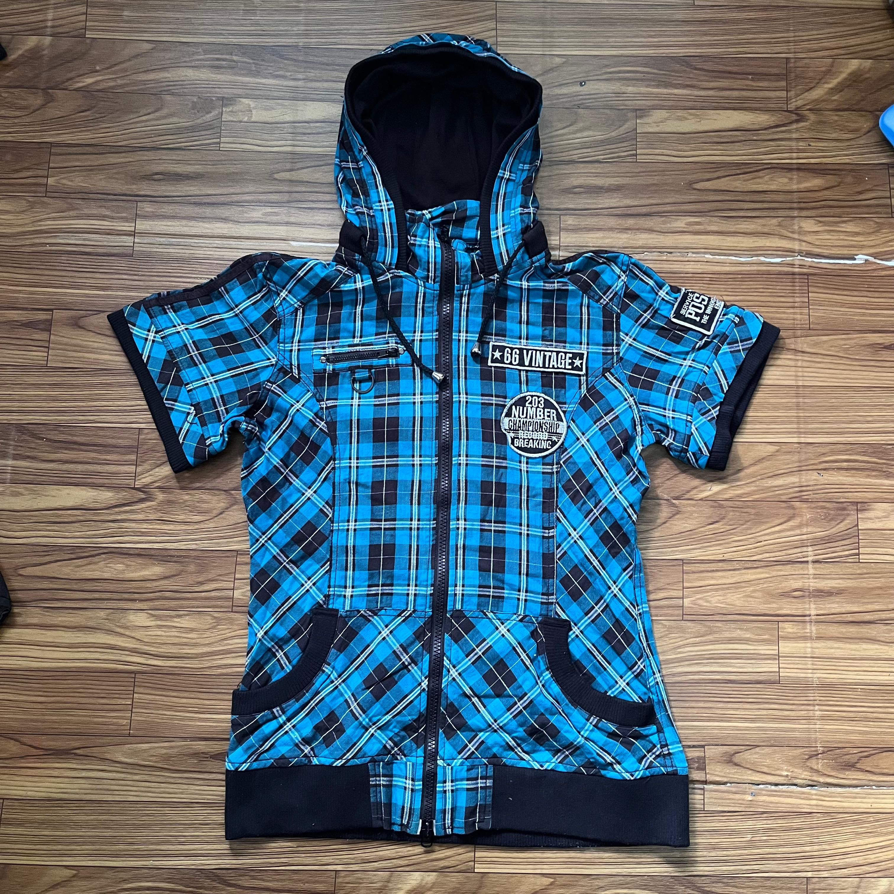 Y2K Cornflake Ifsixwasnine Plaid Short Sleeve Hoodie