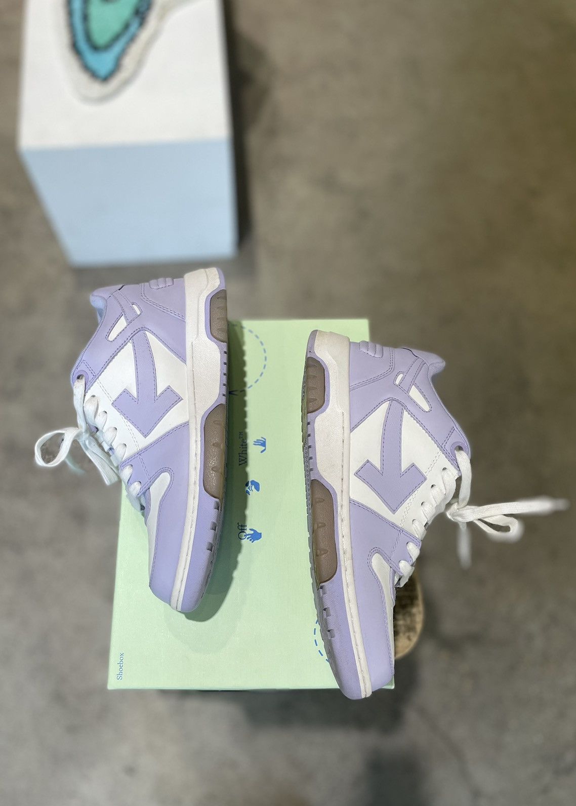 Off-White Off-White Out Of Office Calf Leather Sneakers White/Purple Size US 10 / IT 40 - 12 Thumbnail