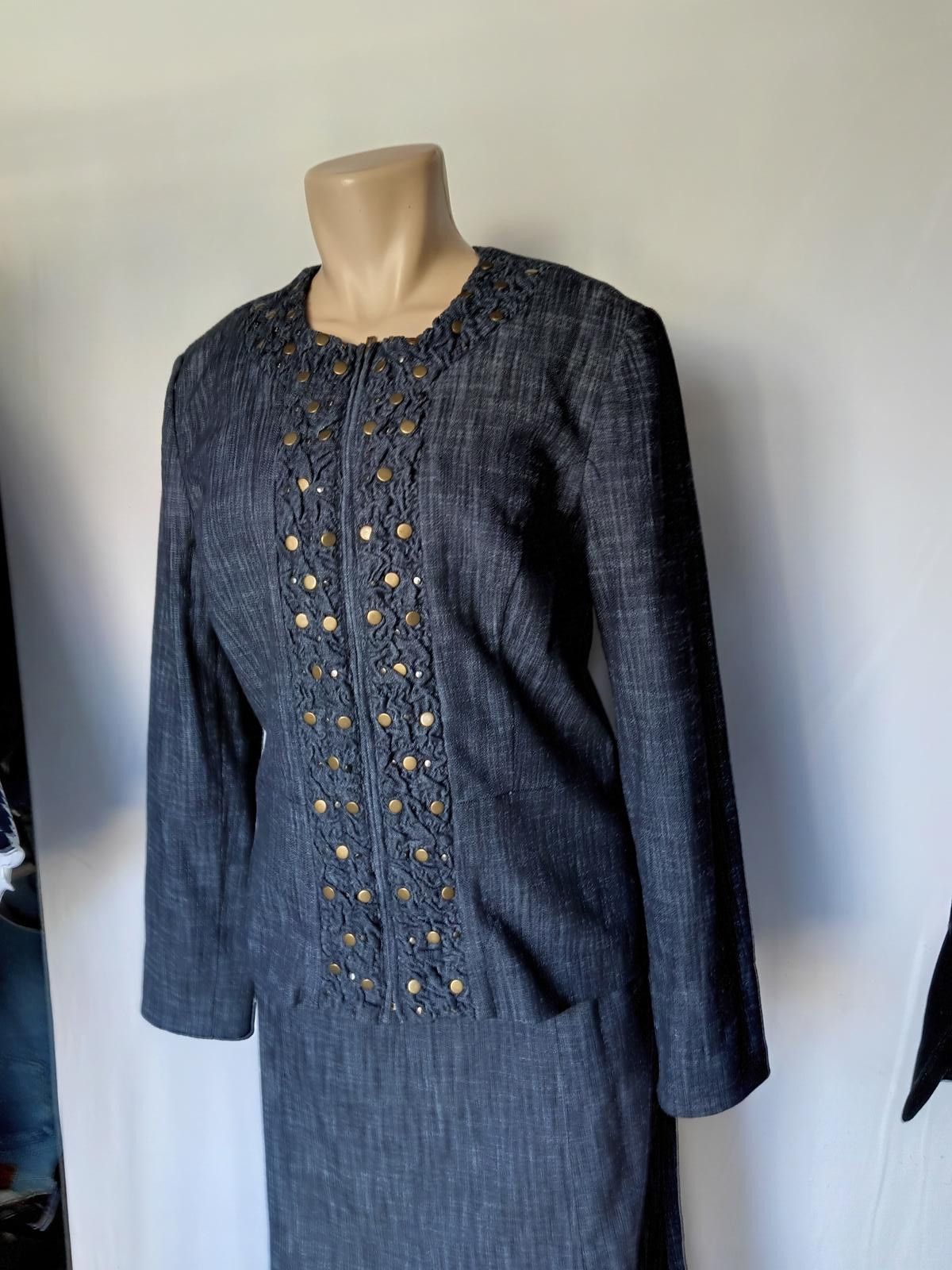 Designer Stylish Denim Skirt Set with Decorative Buttons Size ONE SIZE - 2 Thumbnail