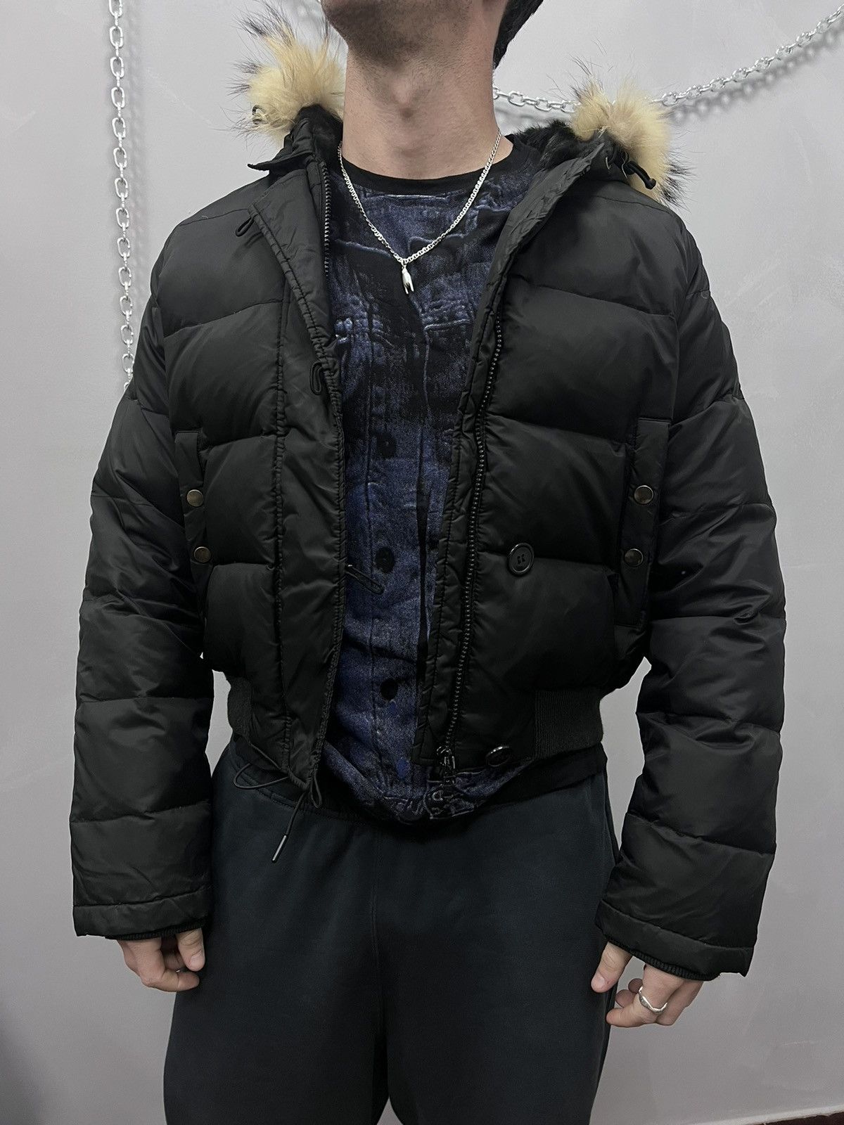 Hysteric Glamour 2000s Japanese Punk Grunge Fur Puffer Jacket opium style Size US M / EU 48-50 / 2 - 3 Thumbnail